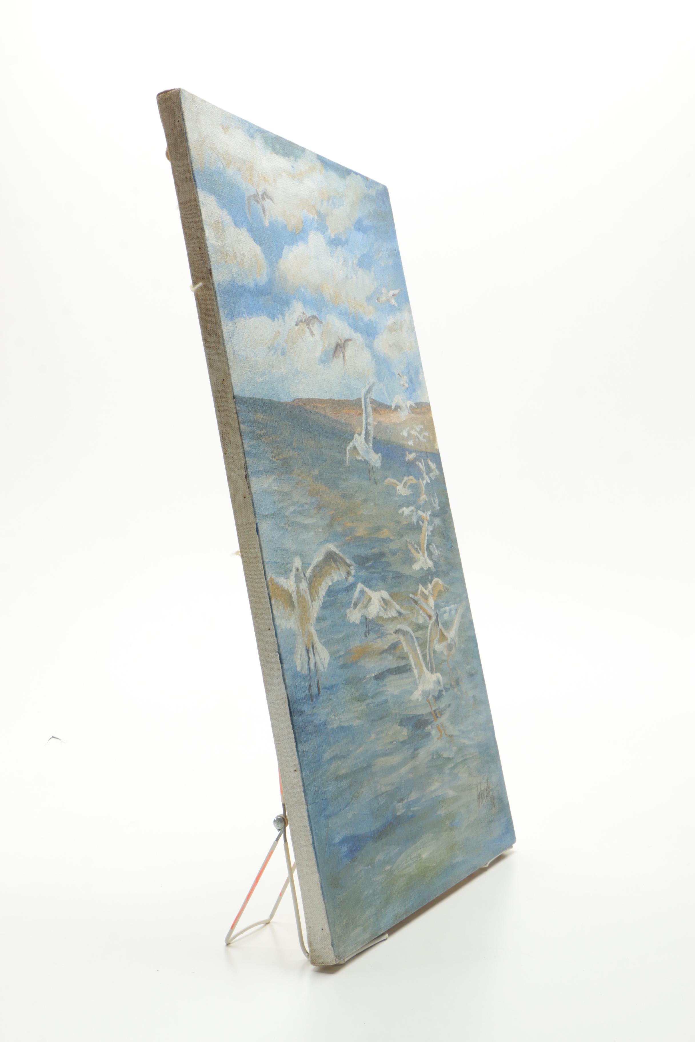 Schwab Oil Painting on Canvas of Coastal Scene