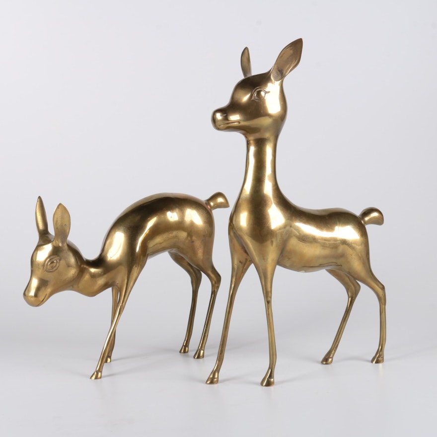 Pair of Brass Fawn Figurines