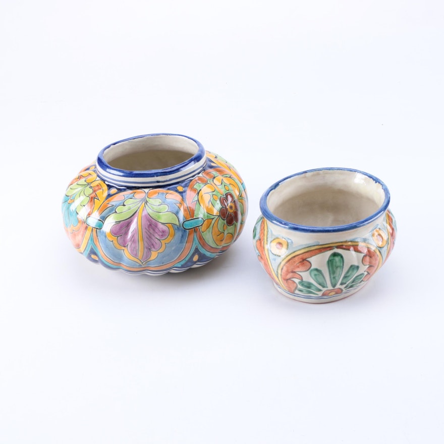 Hand Painted Ceramic Bowl and Small Planter