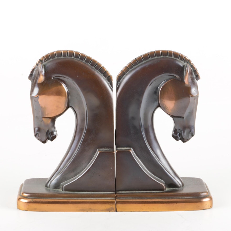 Heavy Copper Horse Head Bookends