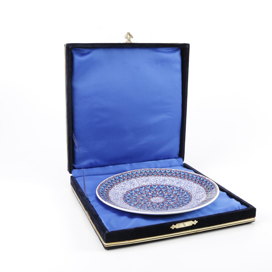 Decorative Porcelain Turkish Plate in Velvet Case