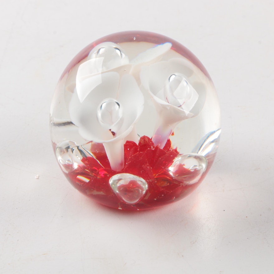 Floral Glass Paperweight