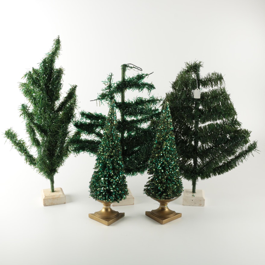 Assortment of Tabletop Plastic Christmas Trees