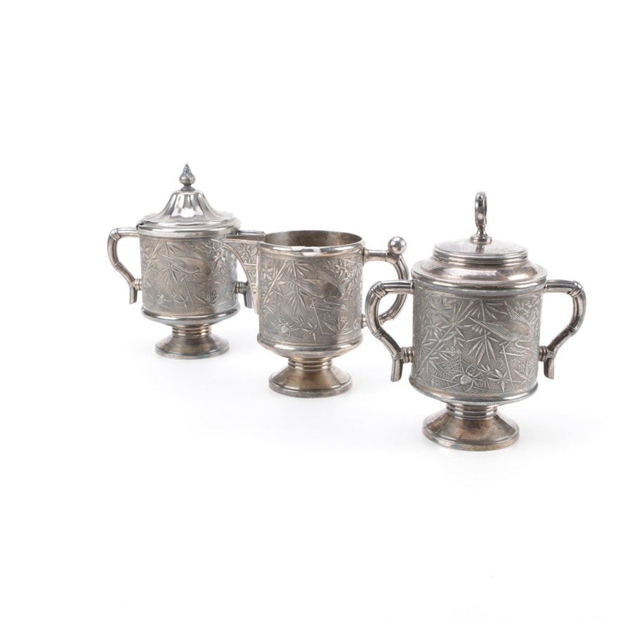 Pairpoint Silver Plate Covered Sugar Bowls and Creamers