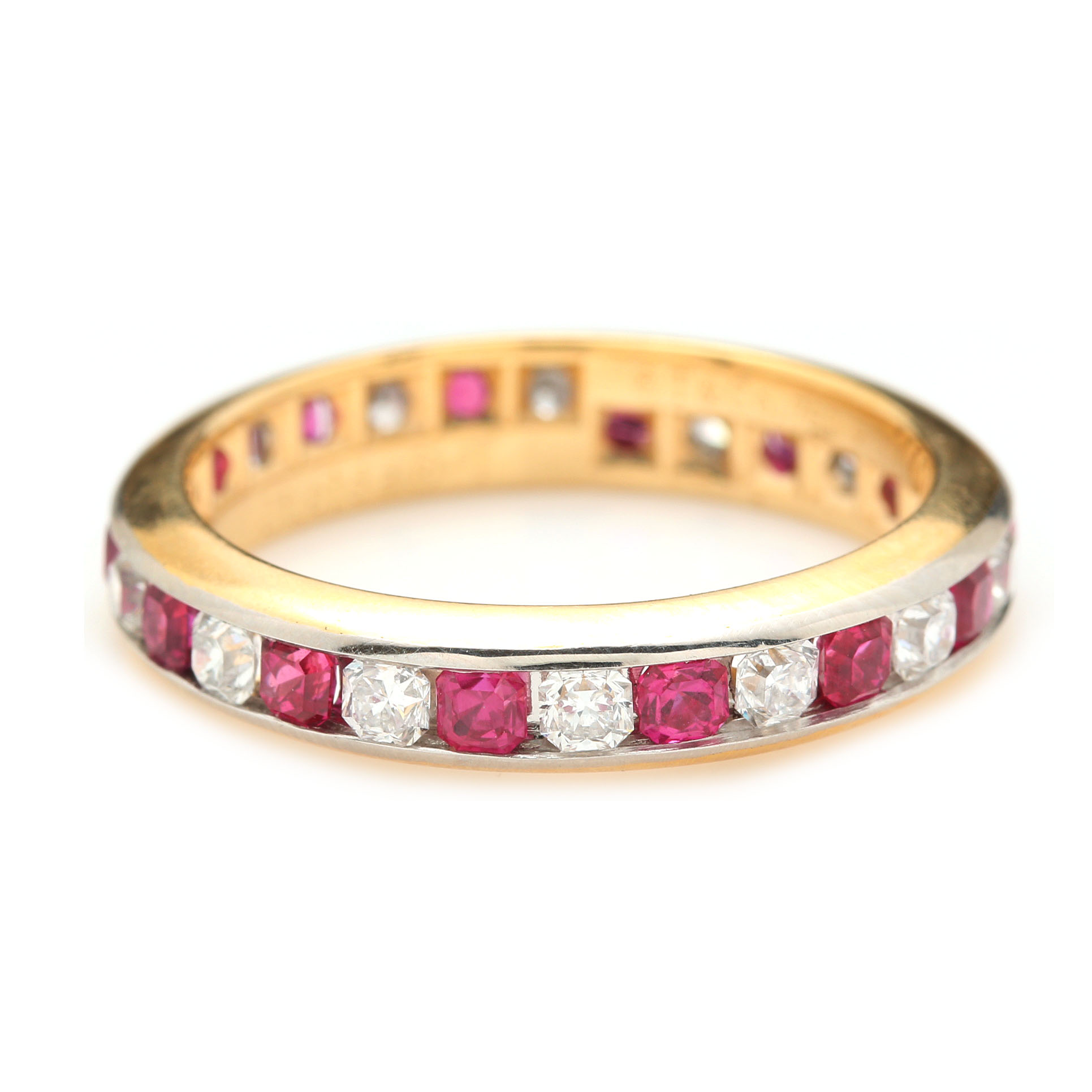 Tiffany & Co. 18K Yellow Gold and Platinum Diamond and Ruby Ring