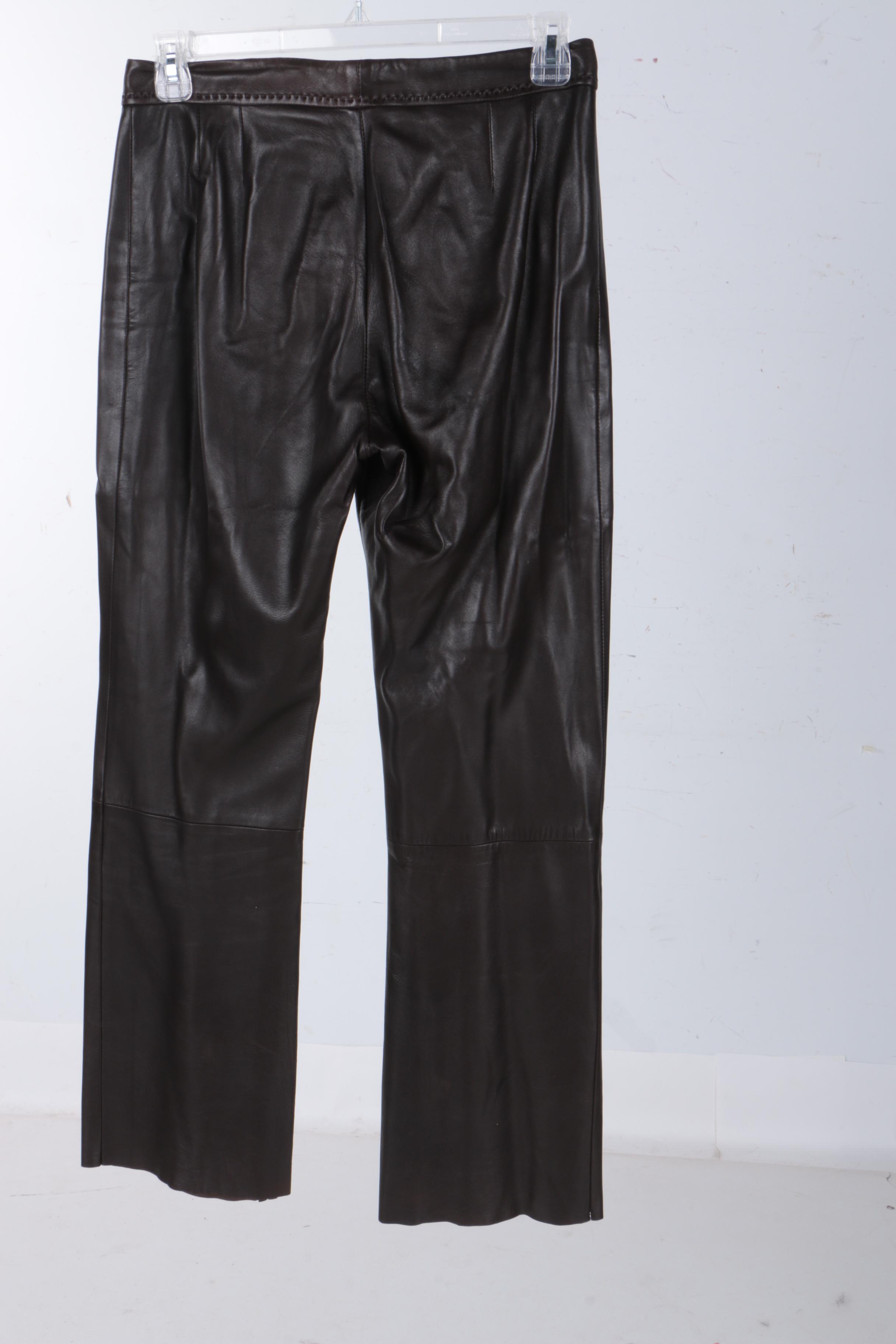 Women's Max Mara Brown Leather Pants