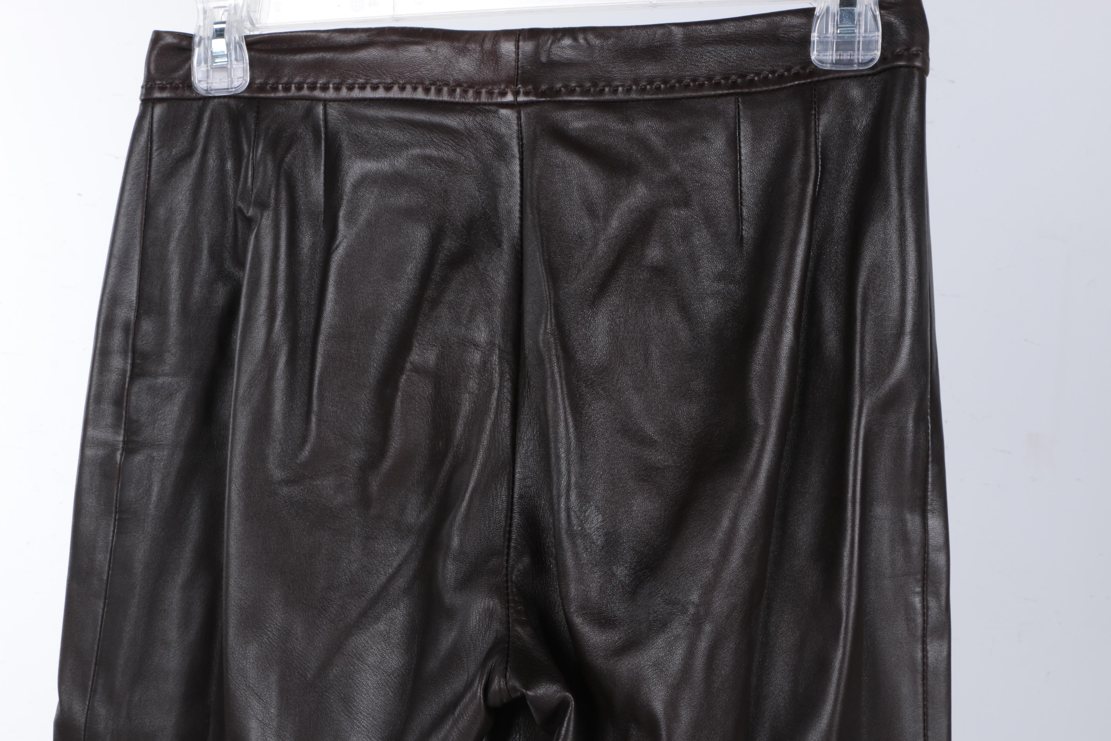 Women's Max Mara Brown Leather Pants