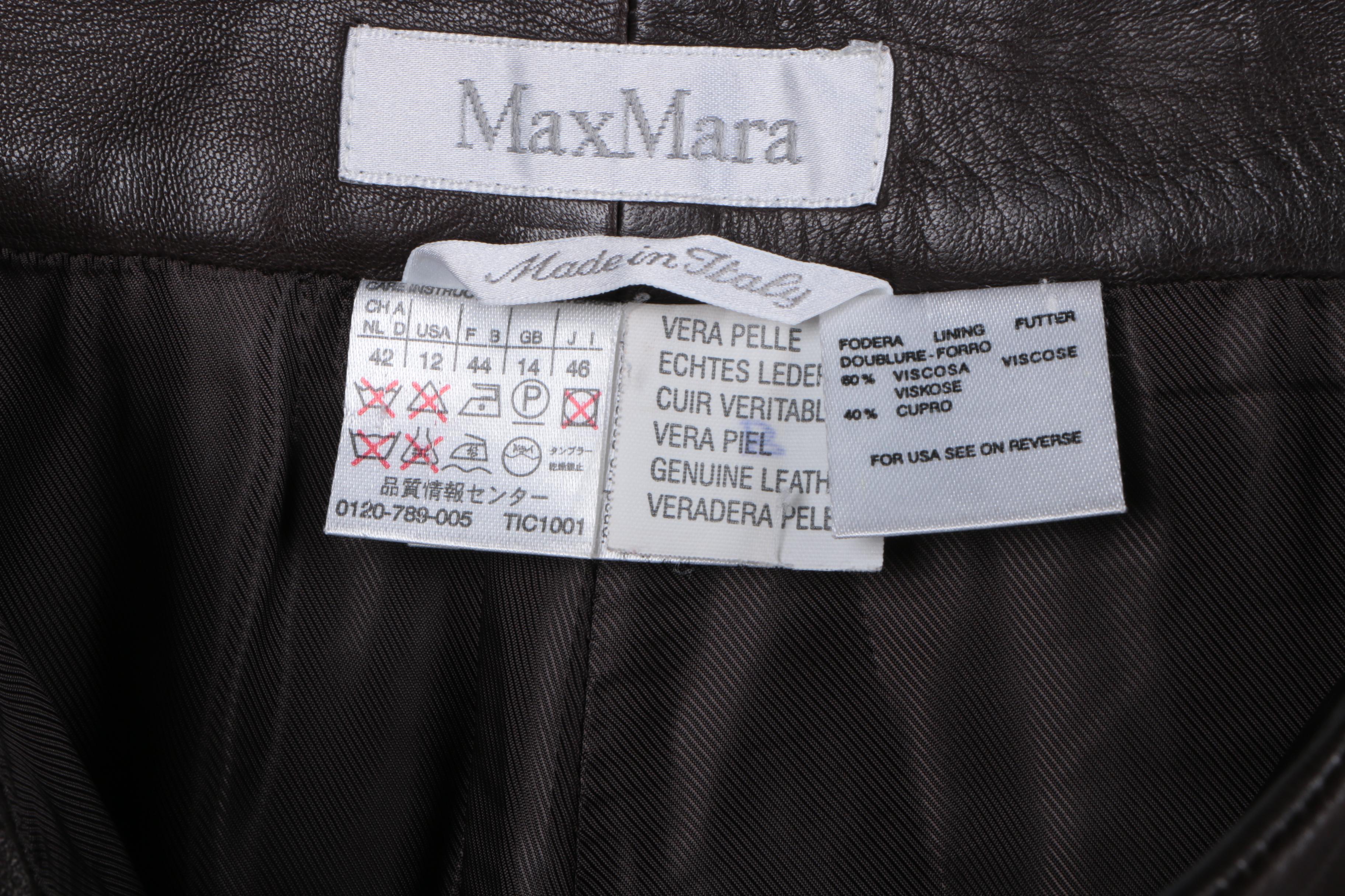 Women's Max Mara Brown Leather Pants