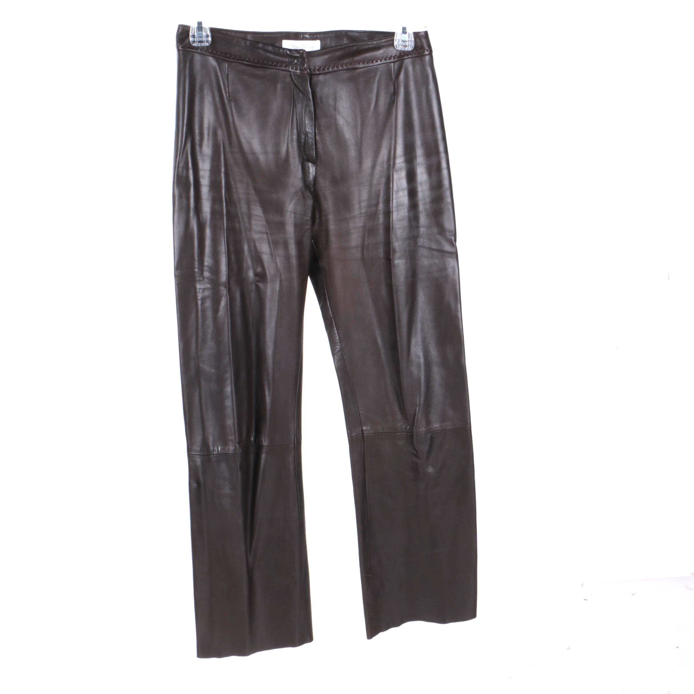 Women's Max Mara Brown Leather Pants