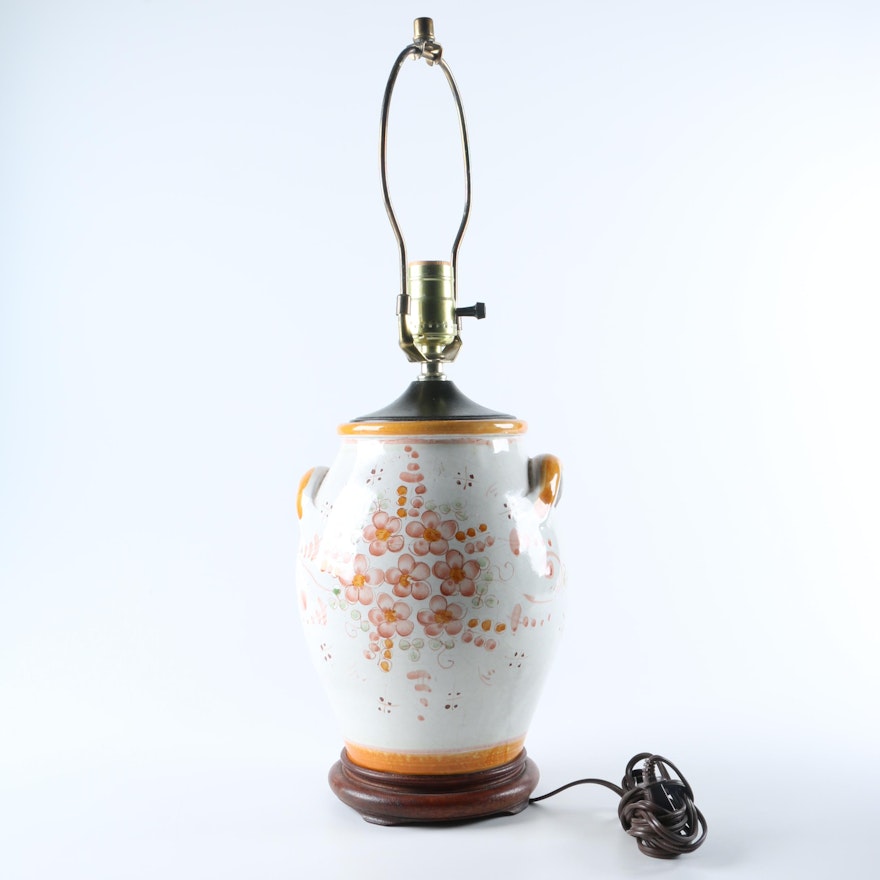 Hand-Painted Earthenware Table Lamp