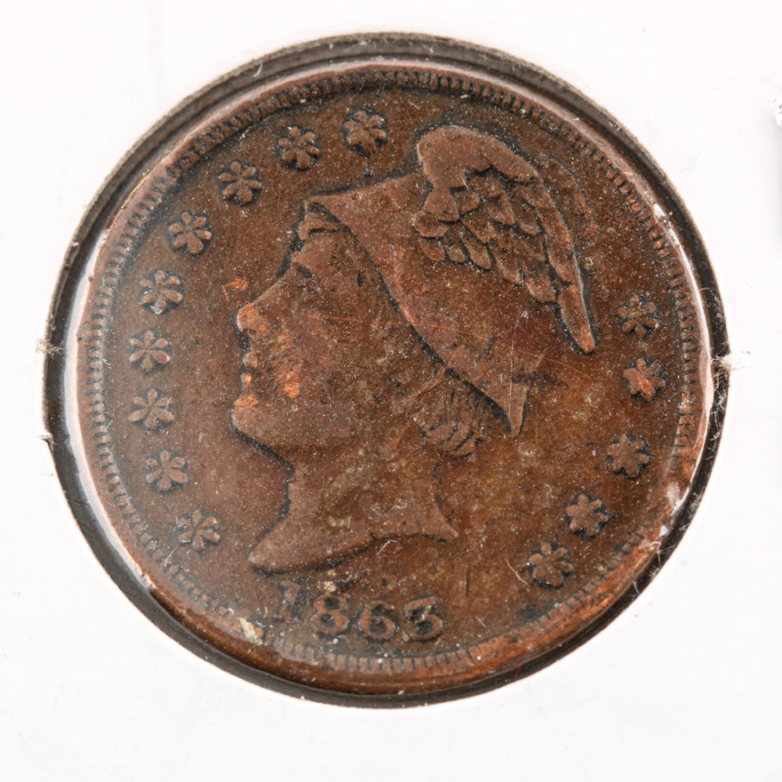 1863 Civil War token from L. Wiles Drygoods, Putnam, Ohio