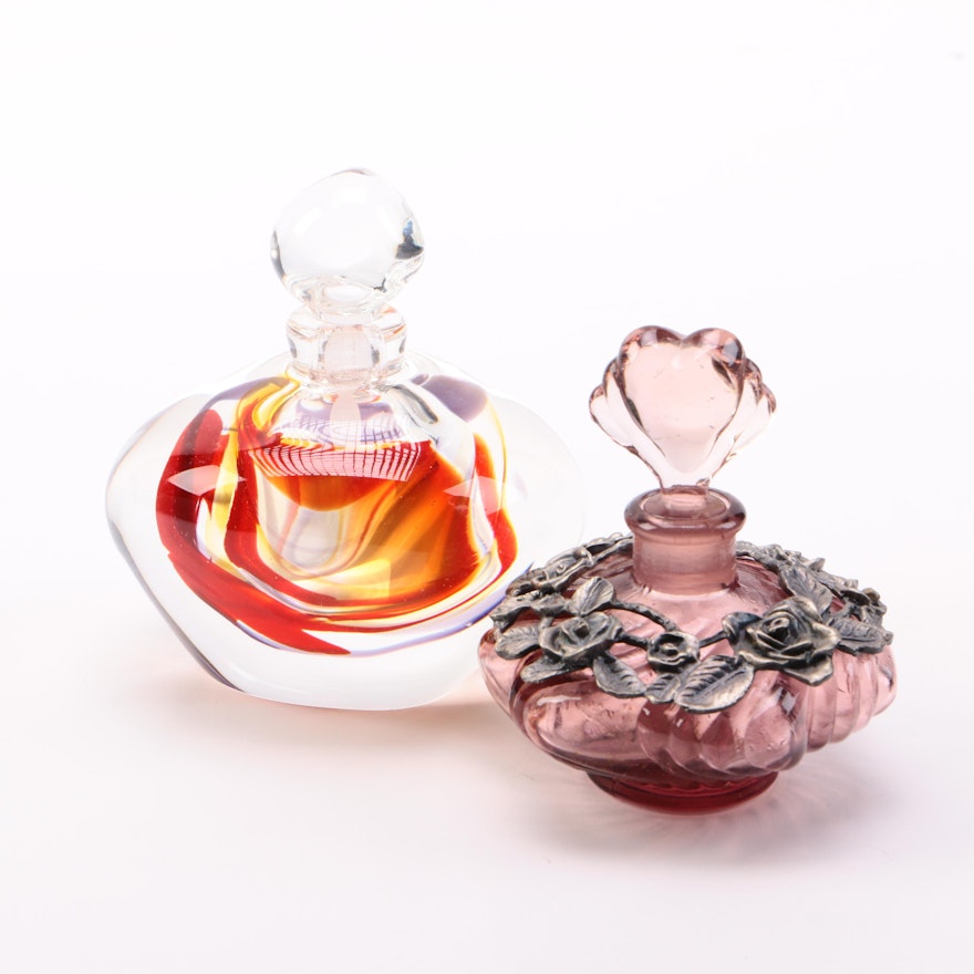 Glass Perfume Bottles Including Richard Olma