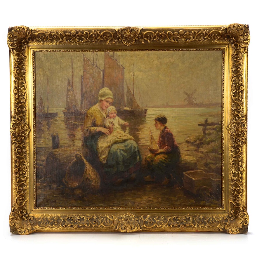 F.G. Grust Original Early-20th Century Oil Painting on Canvas