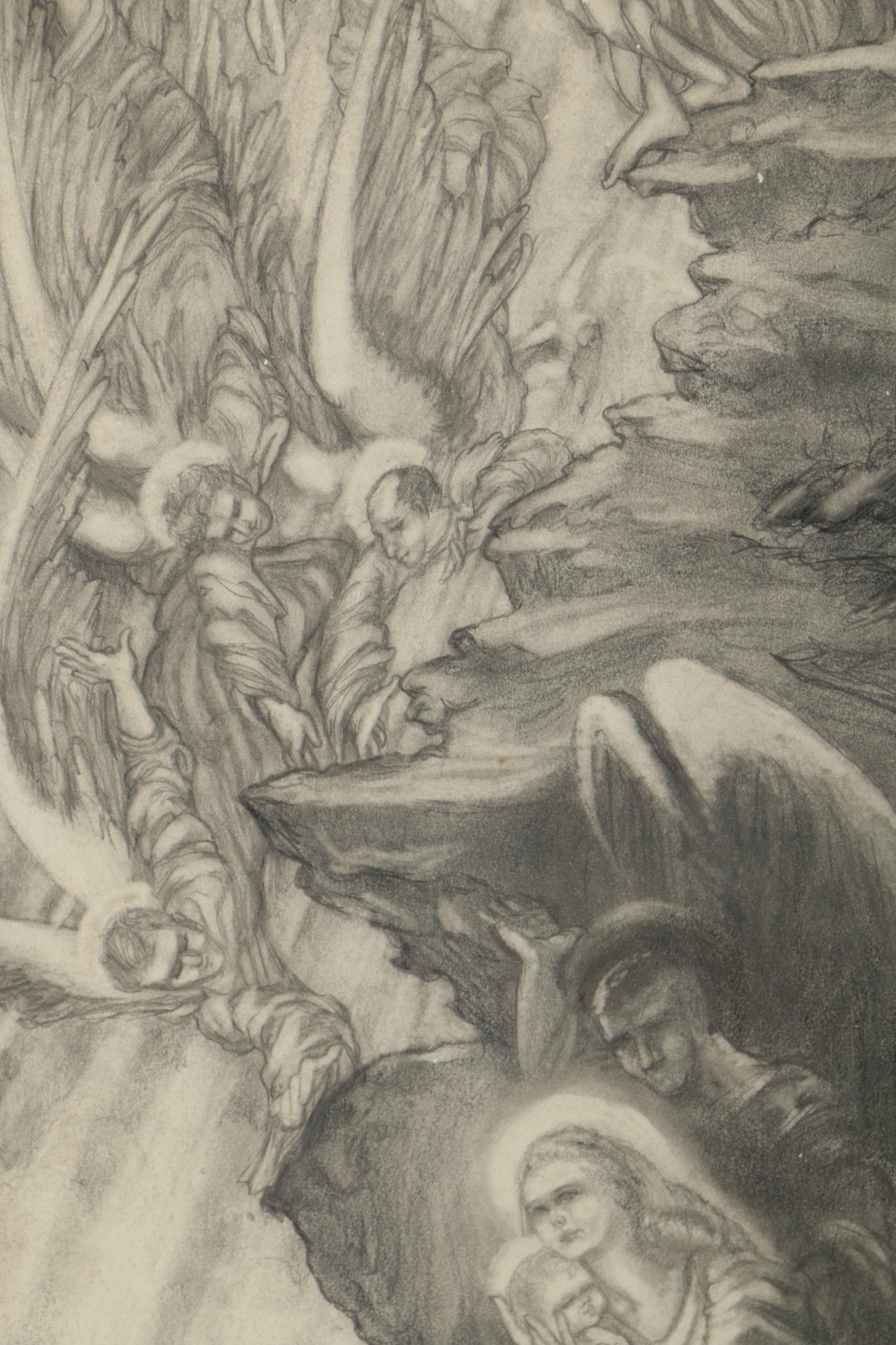 Marilyn Ward Charcoal Drawing of the Holy Family and Angels