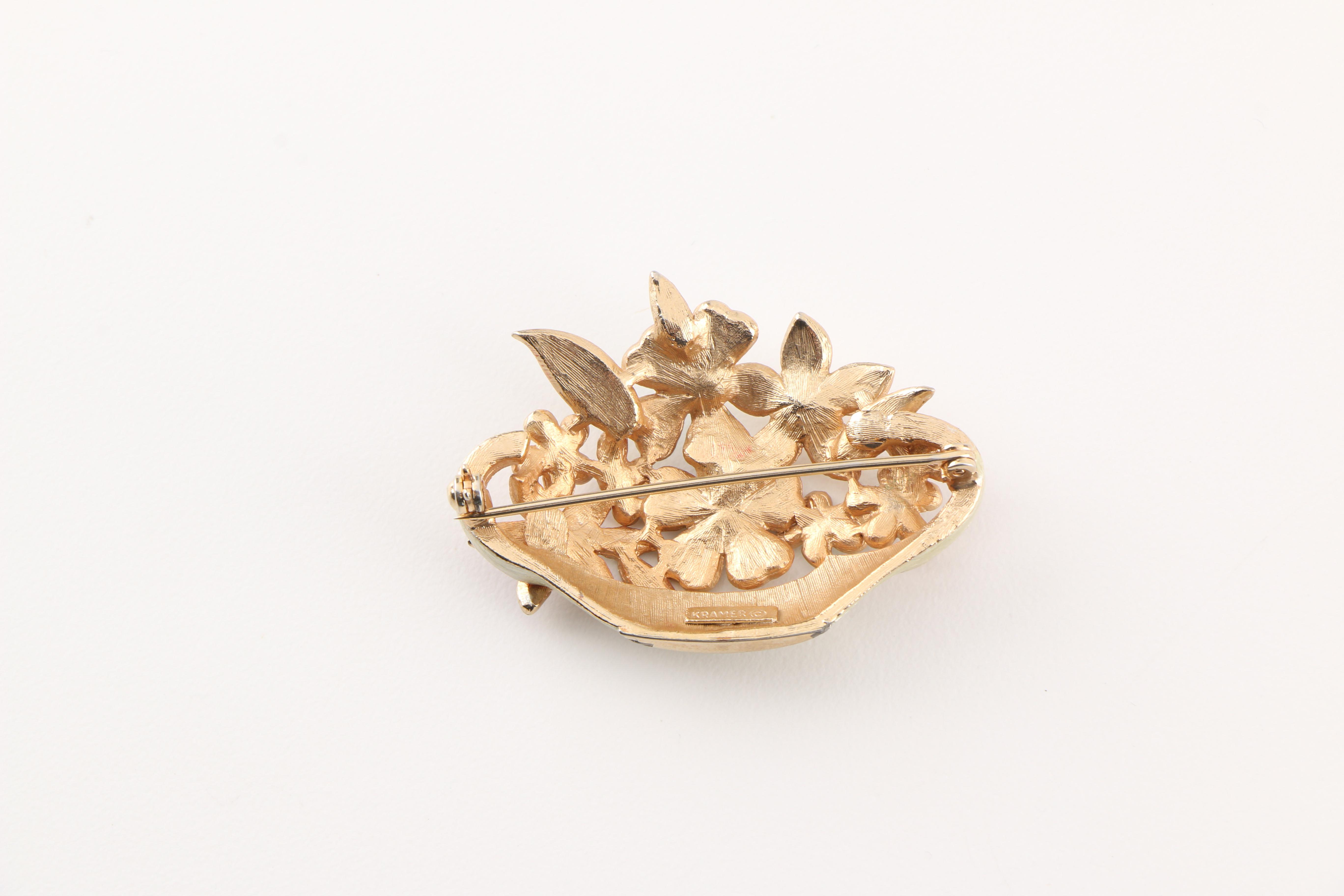 Collection of Vintage Brooches Featuring Kramer