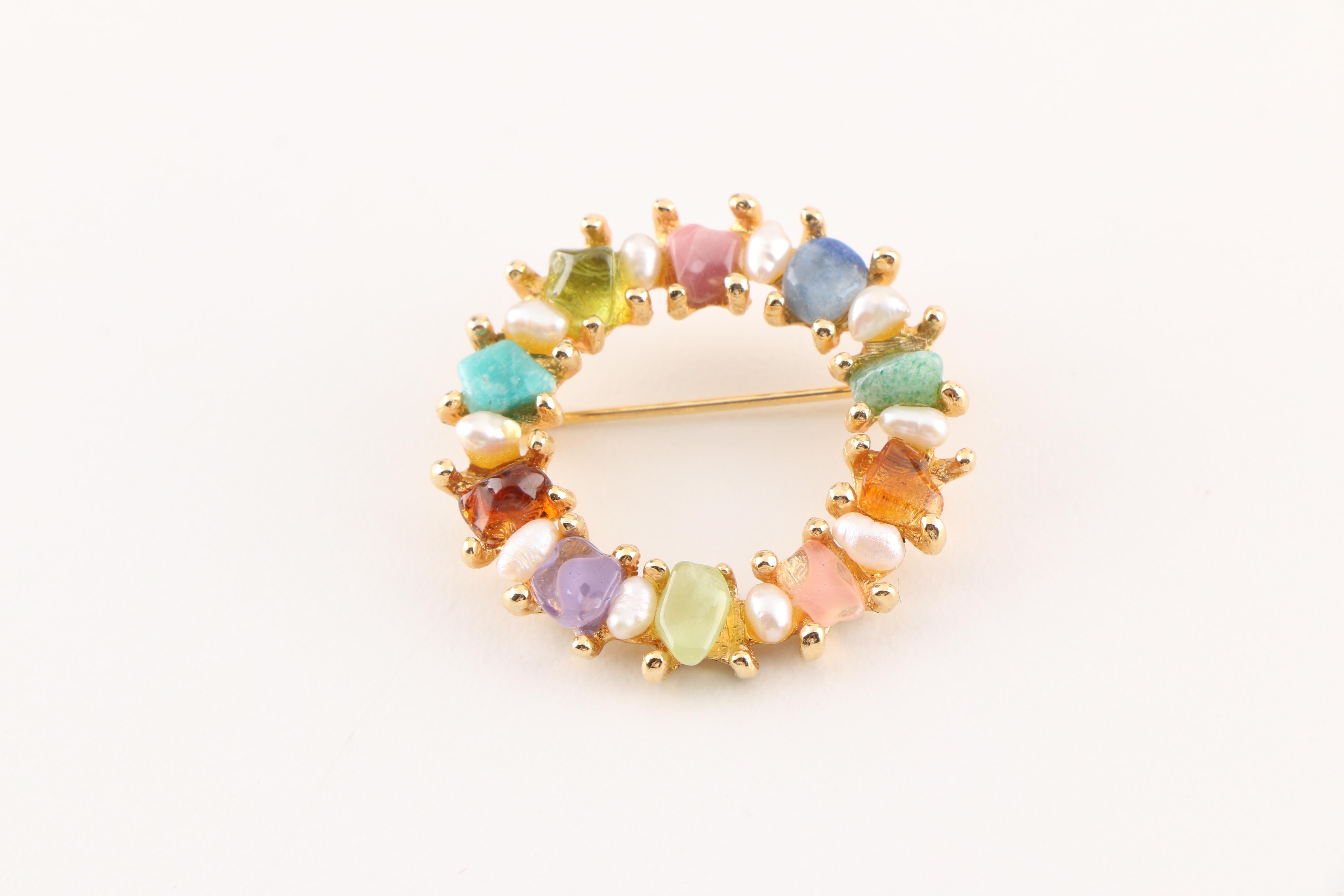 Collection of Vintage Brooches Featuring Kramer