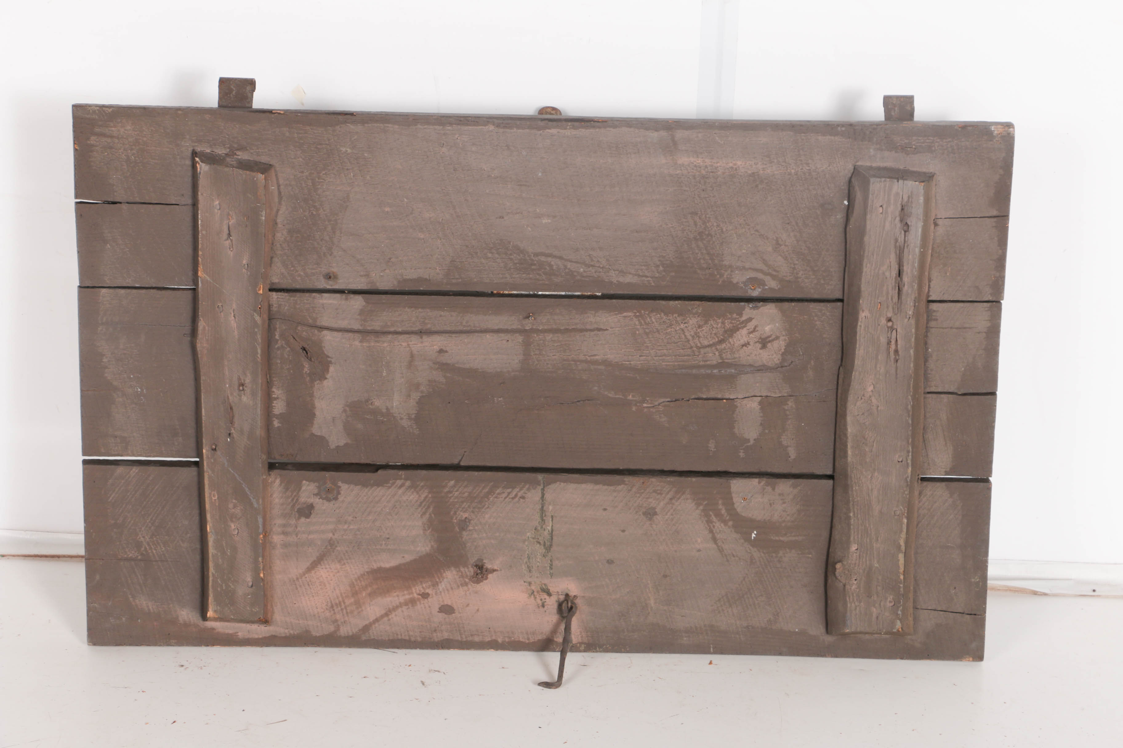 Vintage Decorative Wood Gate with Axe & Hammer Embellishments