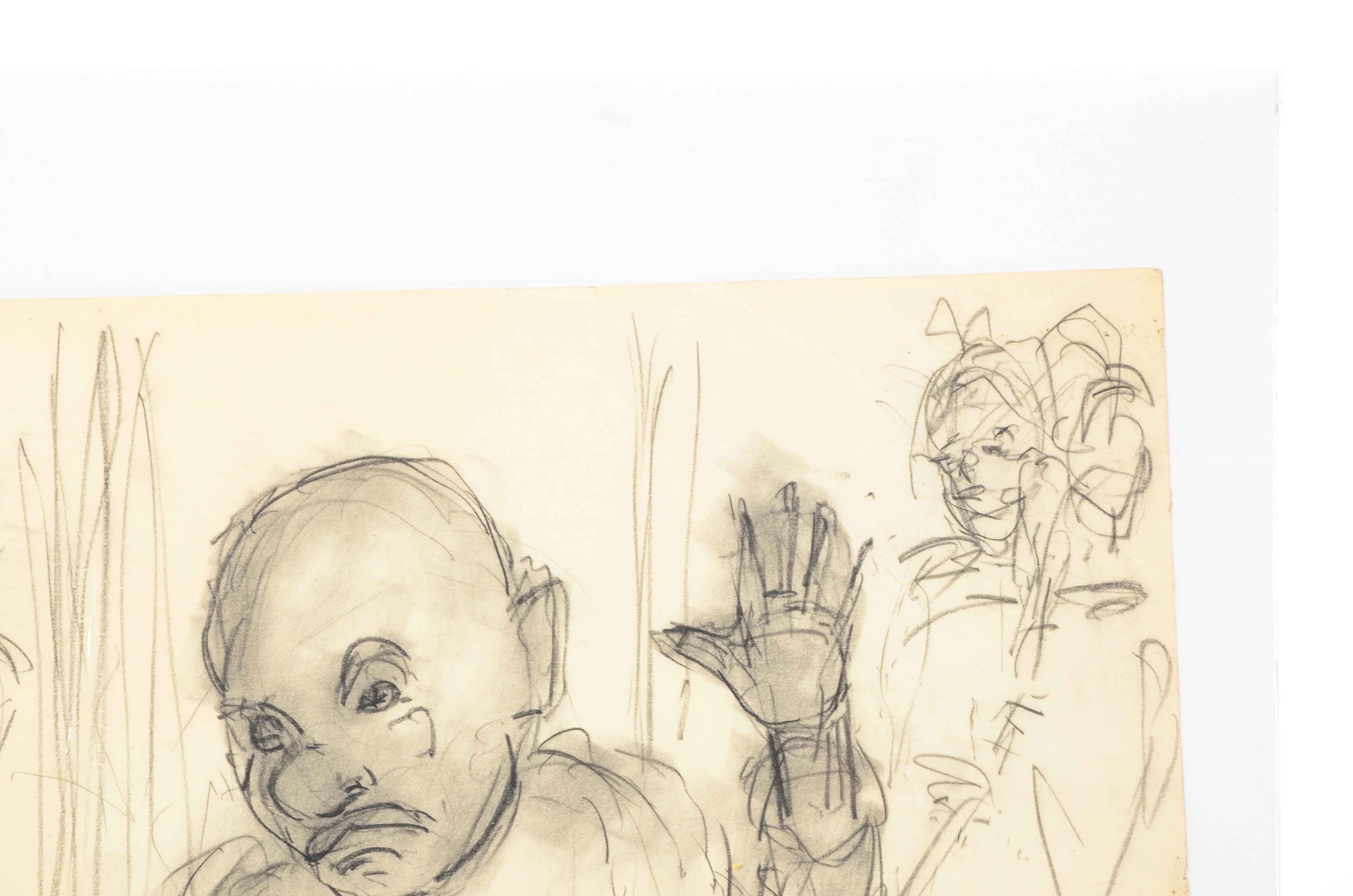 Hugo Zacchini Original Antique Charcoal Drawing