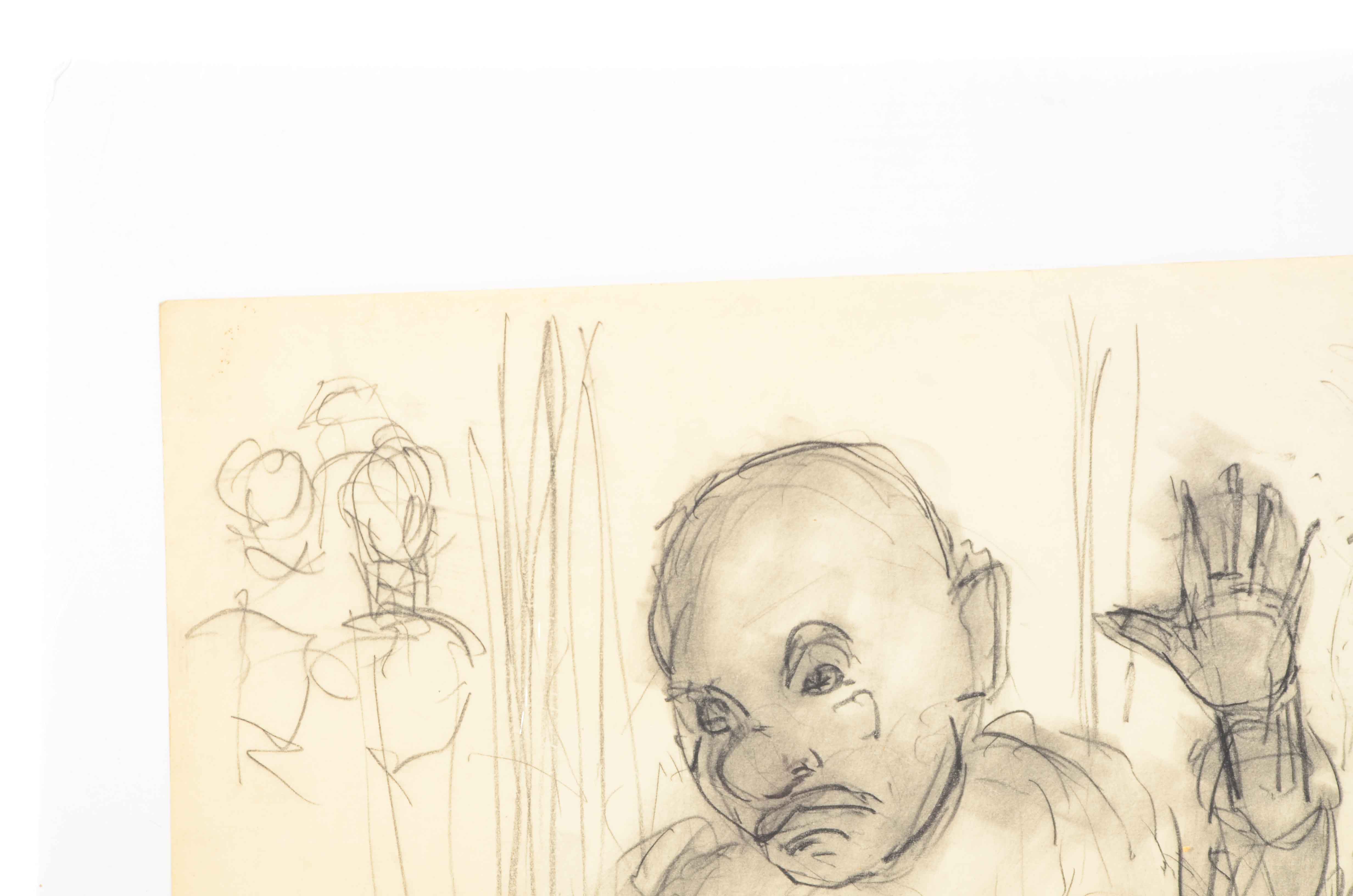 Hugo Zacchini Original Antique Charcoal Drawing