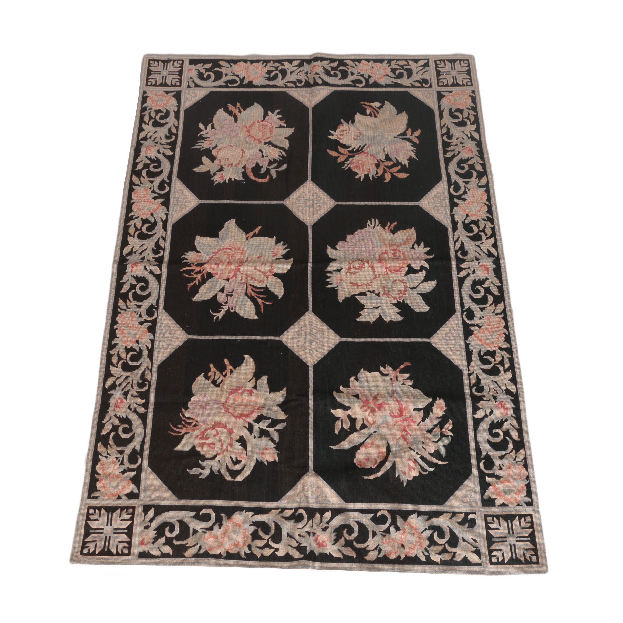 Needlepoint Floral Accent Rug