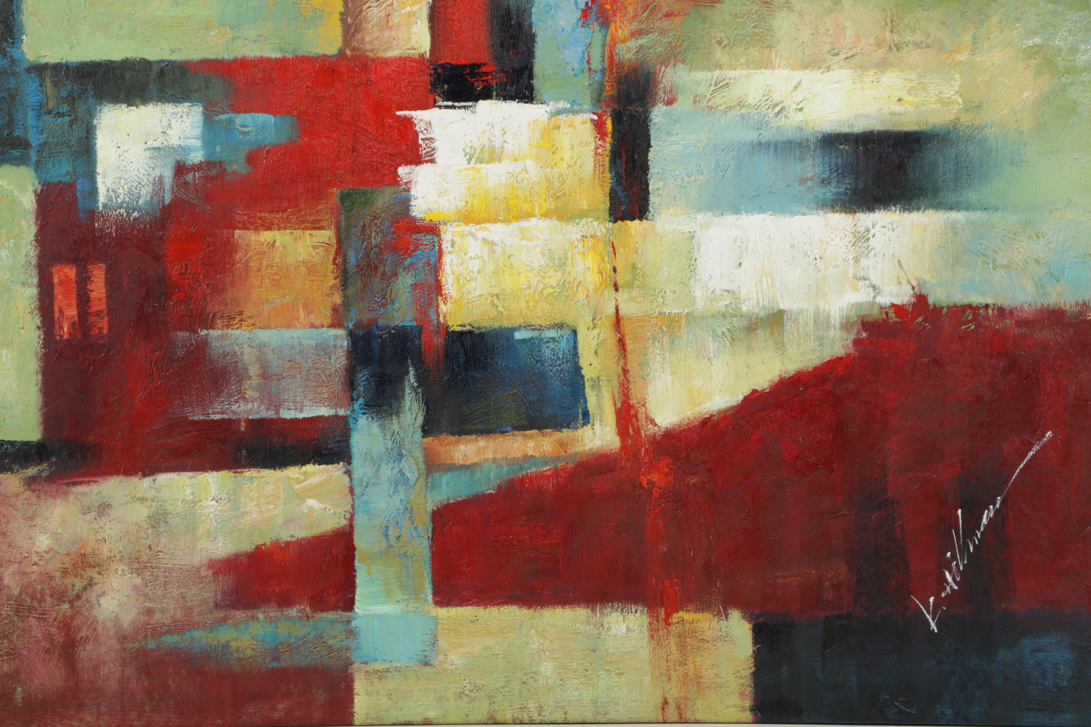 K. Hillman Abstract Oil Painting on Canvas
