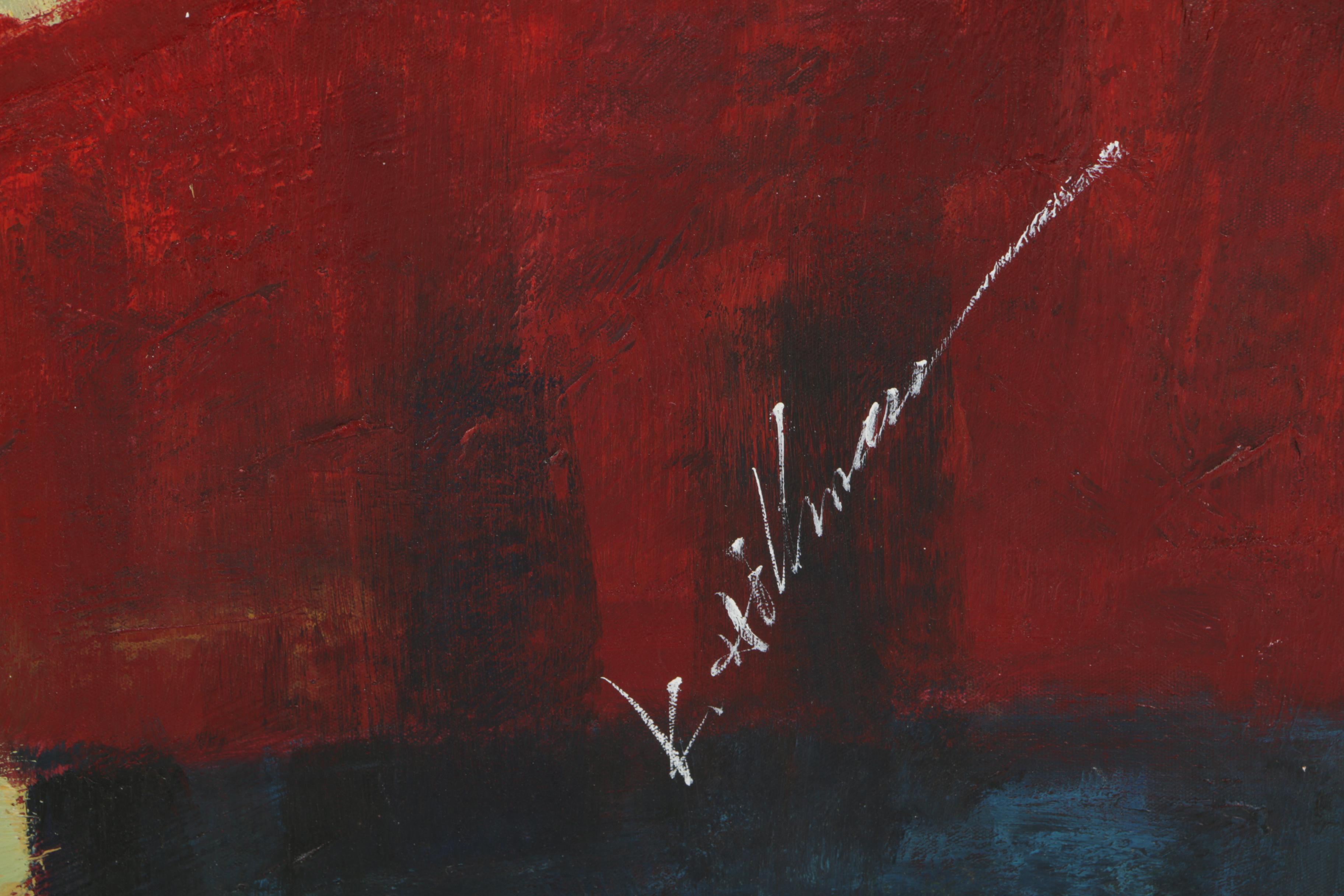 K. Hillman Abstract Oil Painting on Canvas