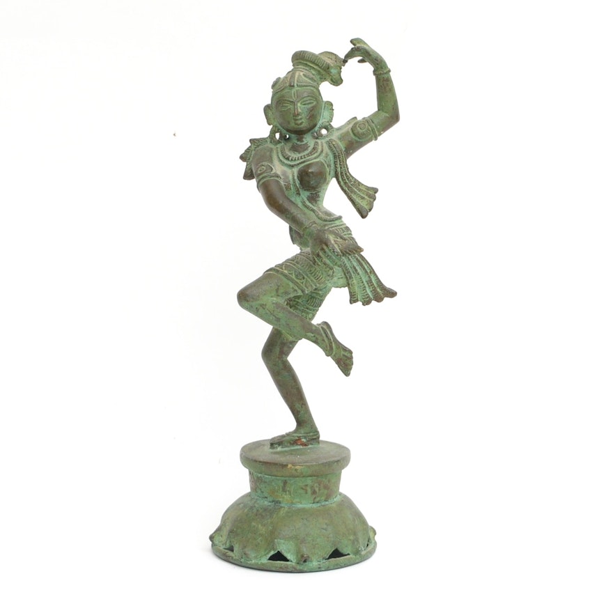 Cast Metal Dancing Apsara Figurine