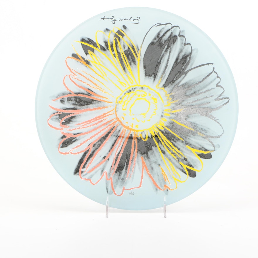 Vintage Andy Warhol for Rosenthal Glass Abstract Flower Plate