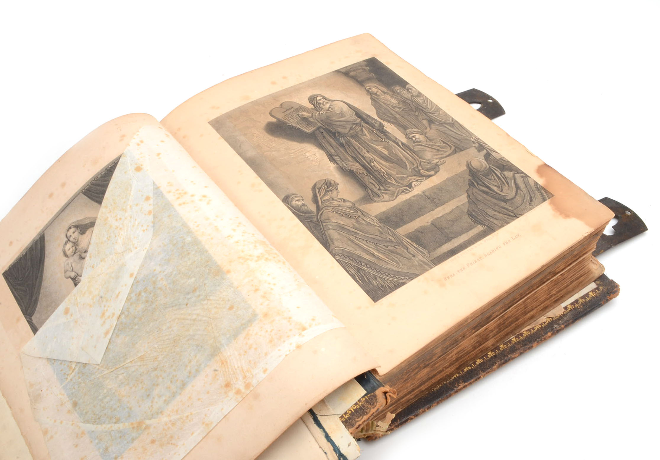 Antique Catholic Bible with Decorative Leather Hardcover