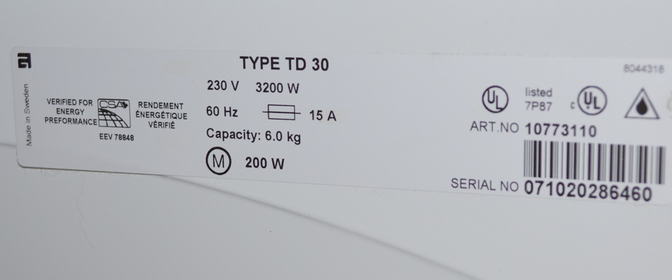 Asko of Sweden White Electric Washer and Dryer