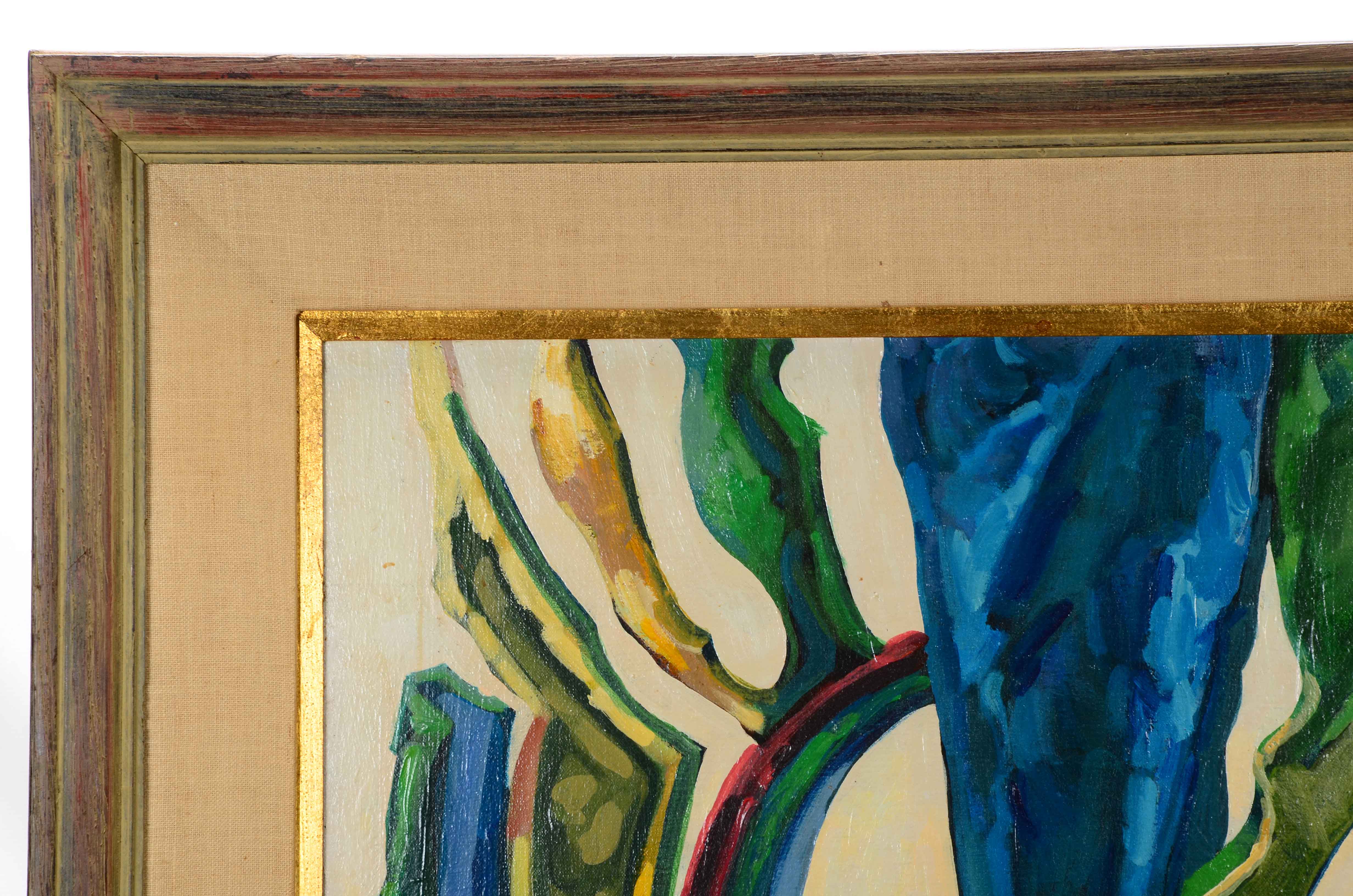 H. Valerio Signed Abstract Oil Painting on Canvas