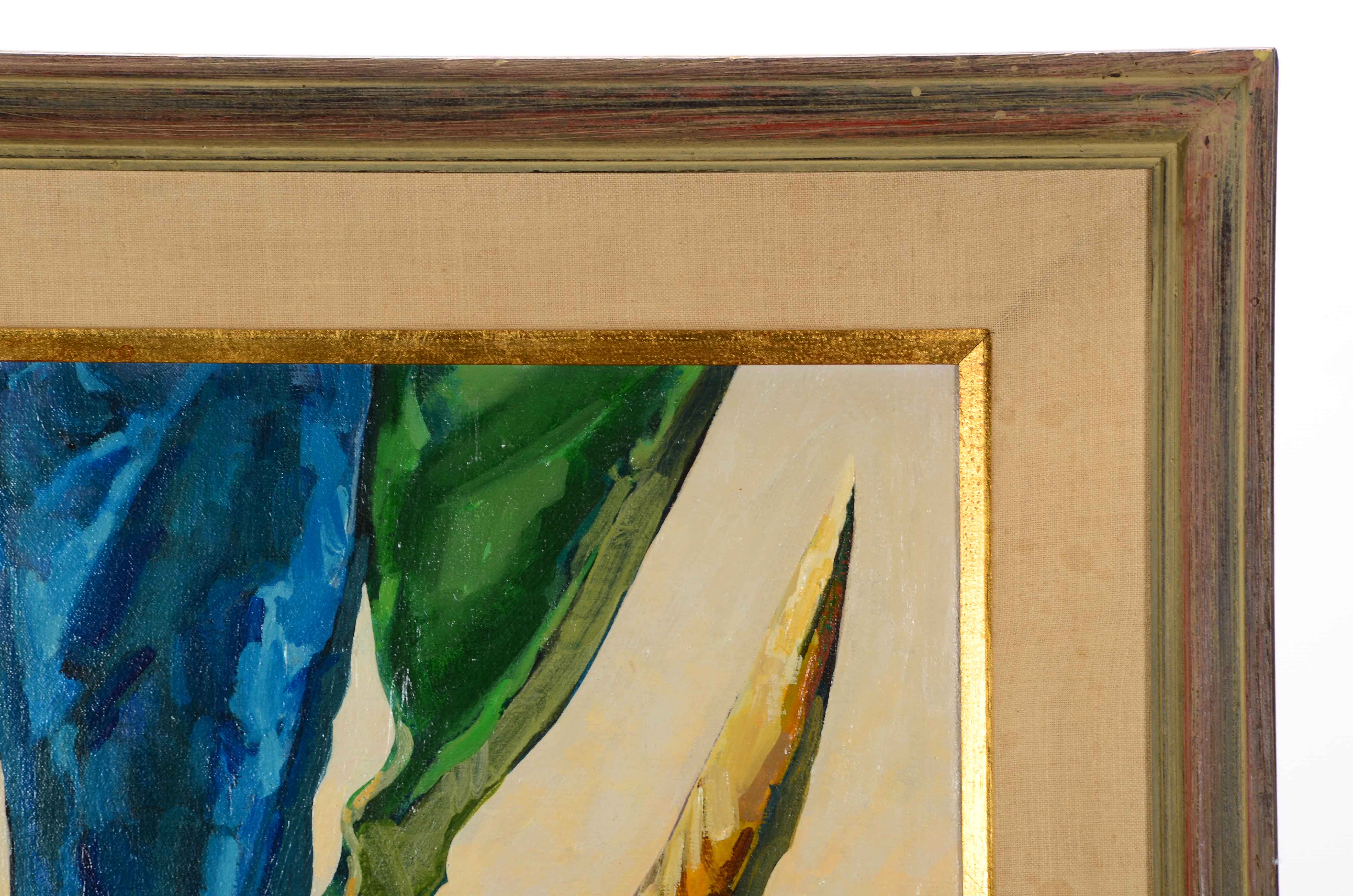 H. Valerio Signed Abstract Oil Painting on Canvas