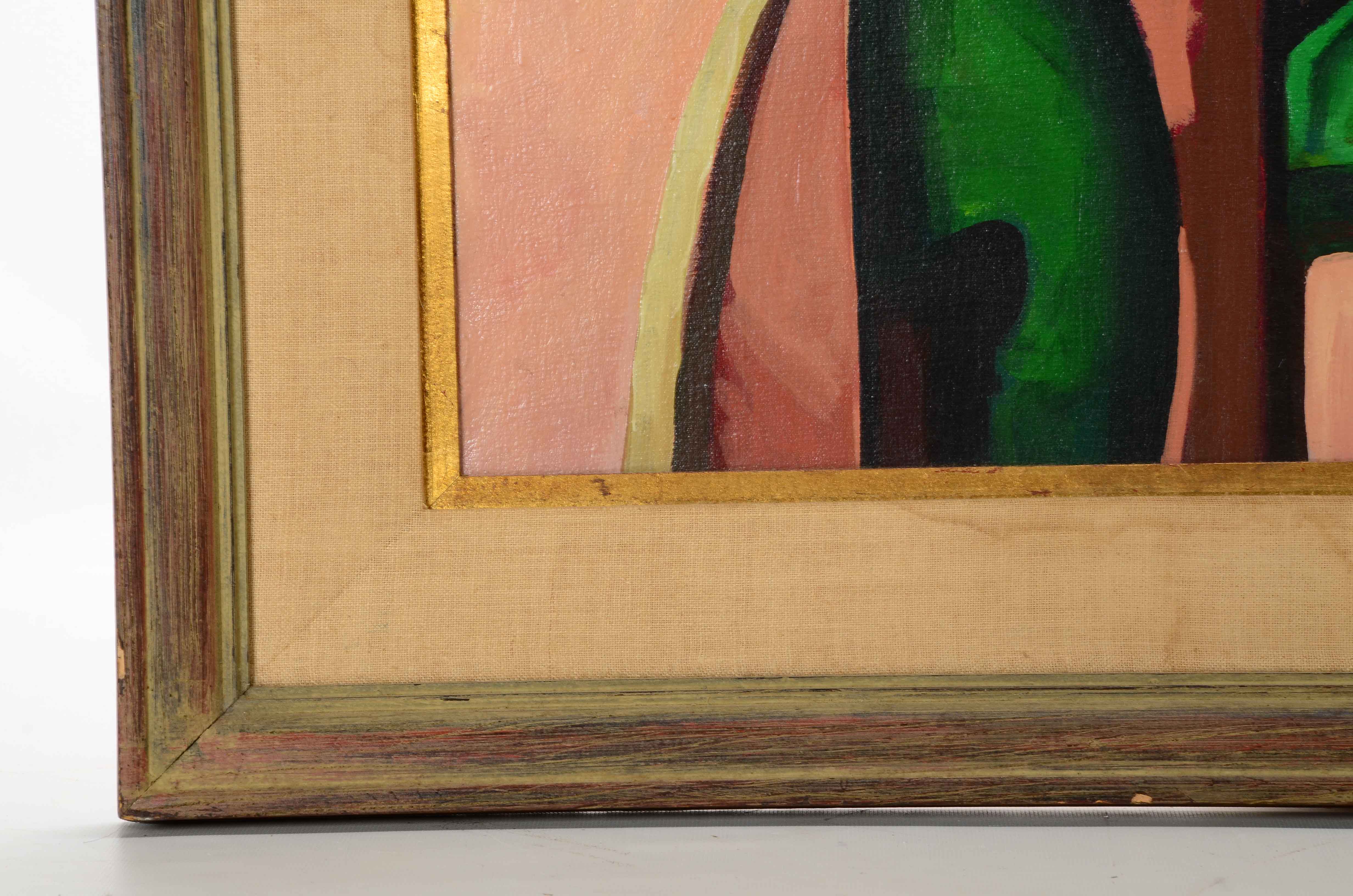 H. Valerio Signed Abstract Oil Painting on Canvas