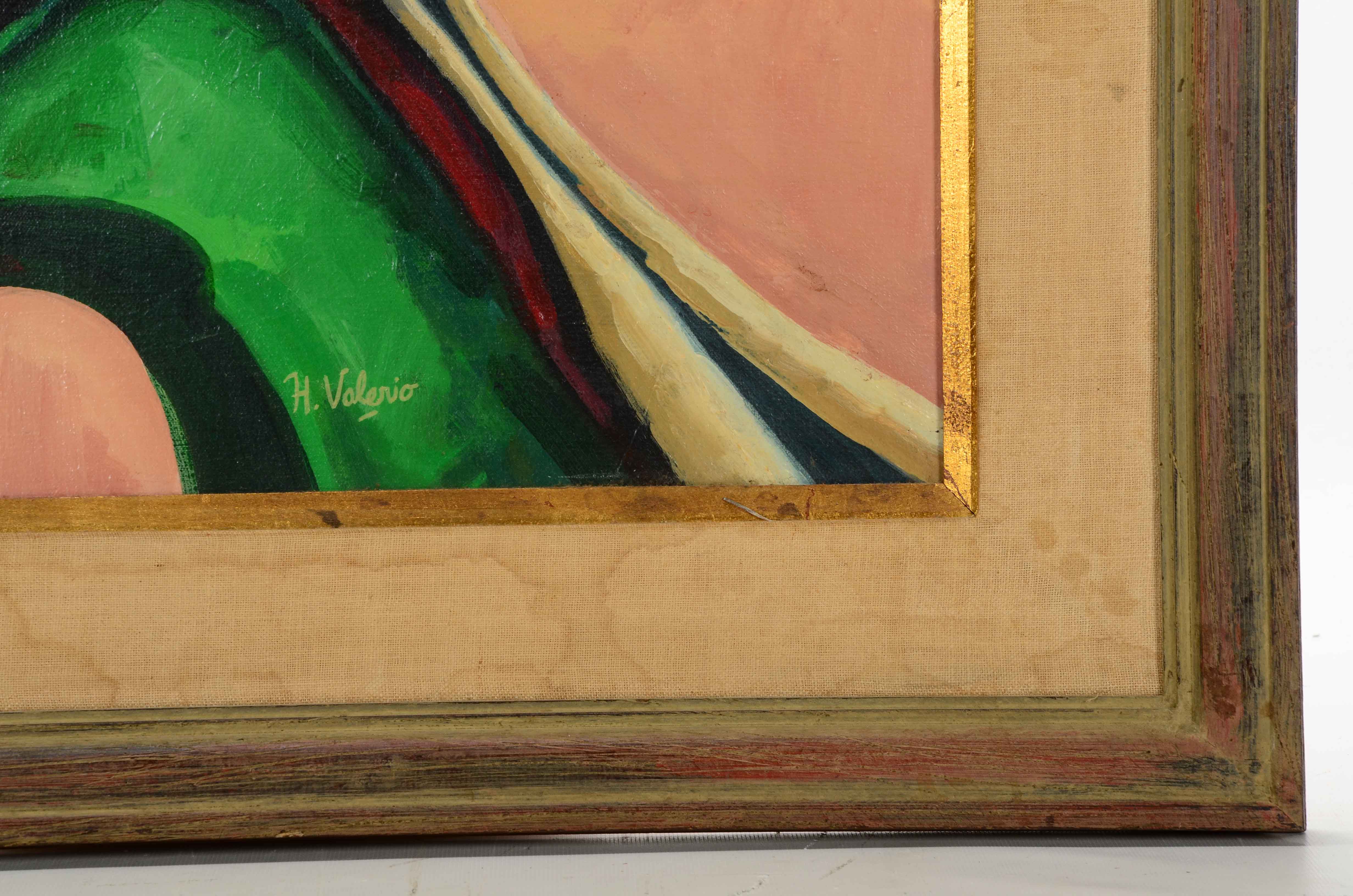 H. Valerio Signed Abstract Oil Painting on Canvas