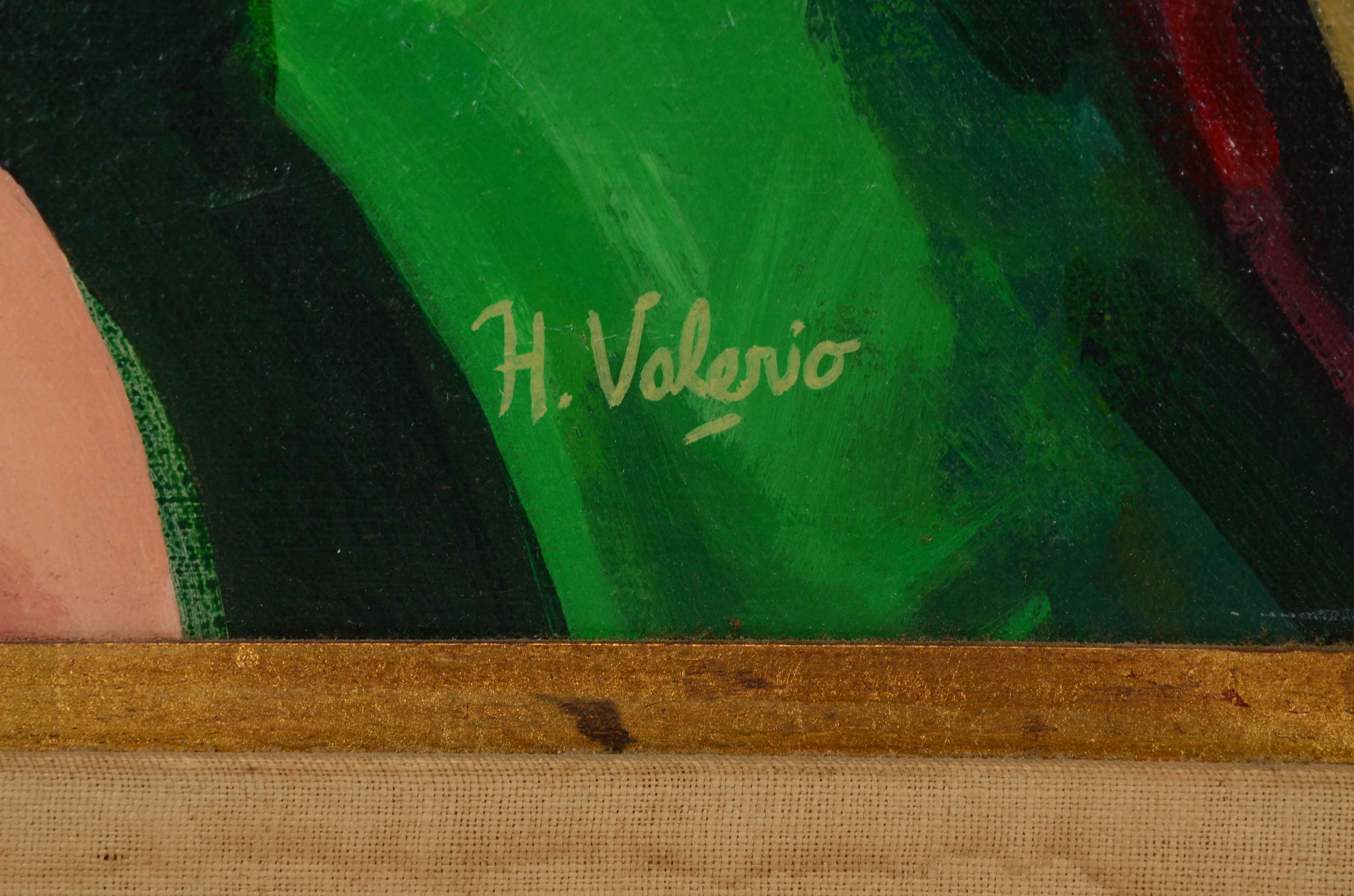 H. Valerio Signed Abstract Oil Painting on Canvas