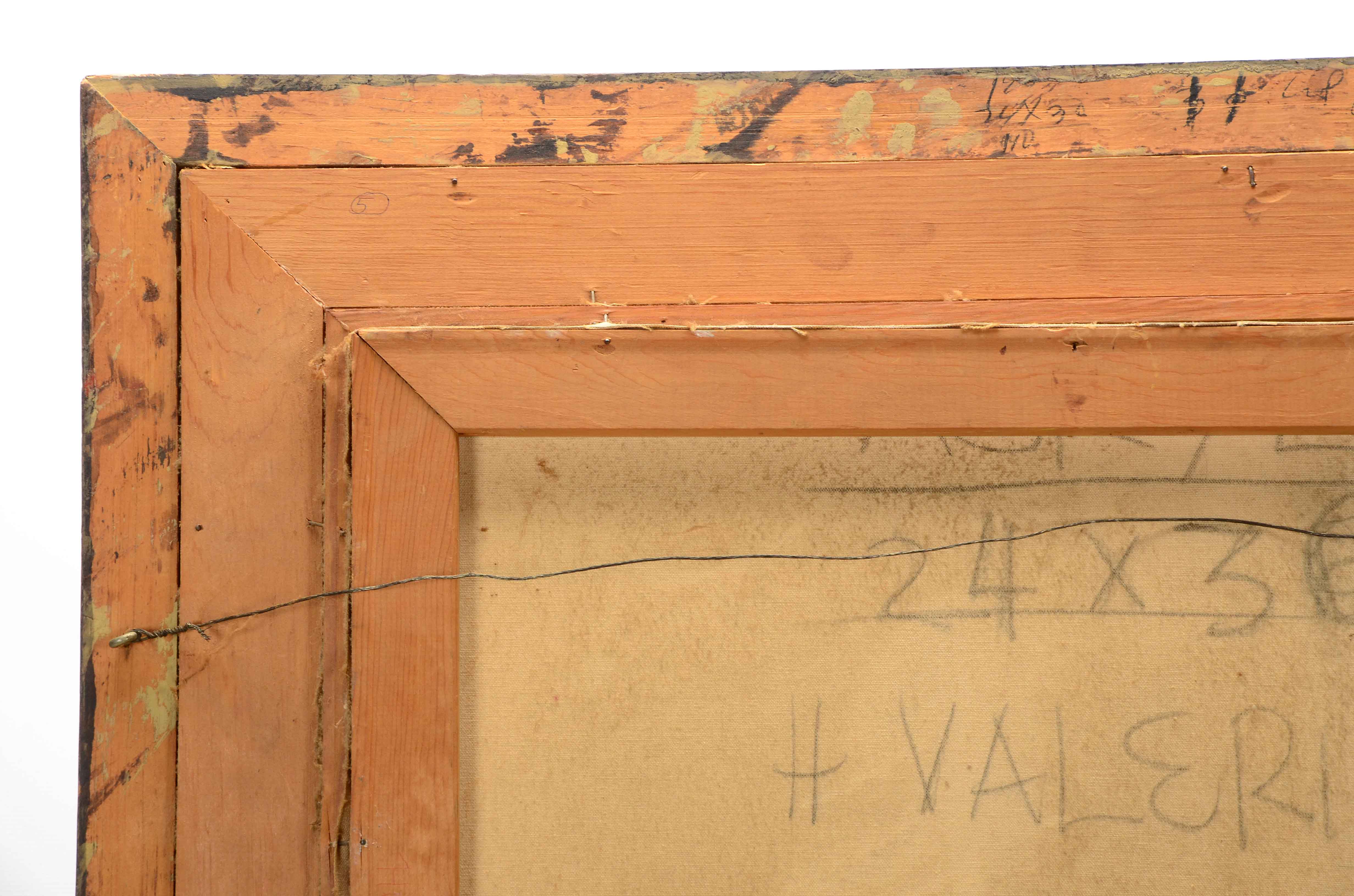 H. Valerio Signed Abstract Oil Painting on Canvas