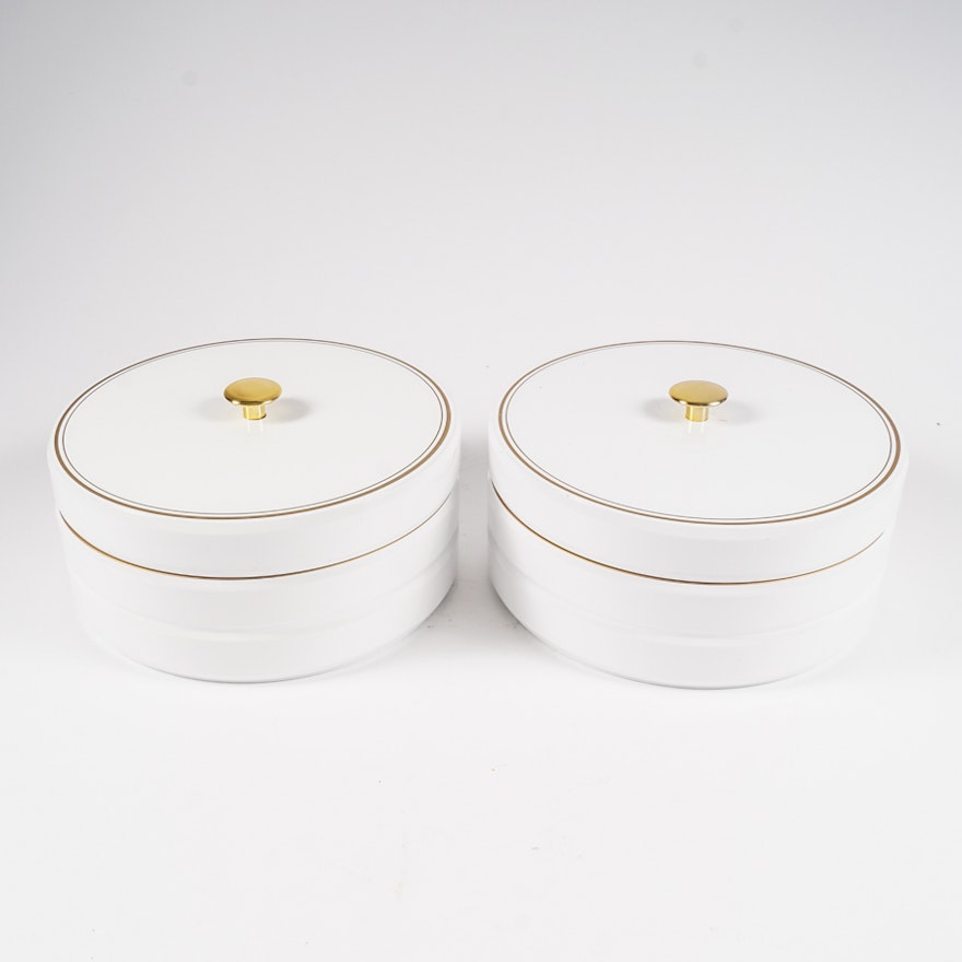 Pair of White Lacquer Containers