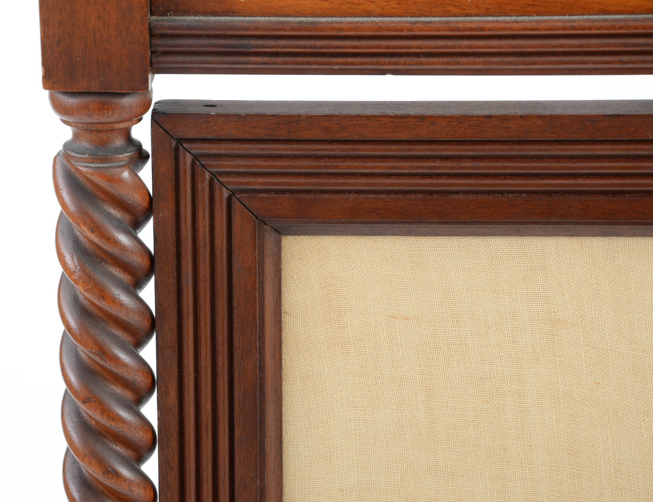 Antique Victorian Carved Mahogany Fire Screen with Embroidered, Swiveling Panel