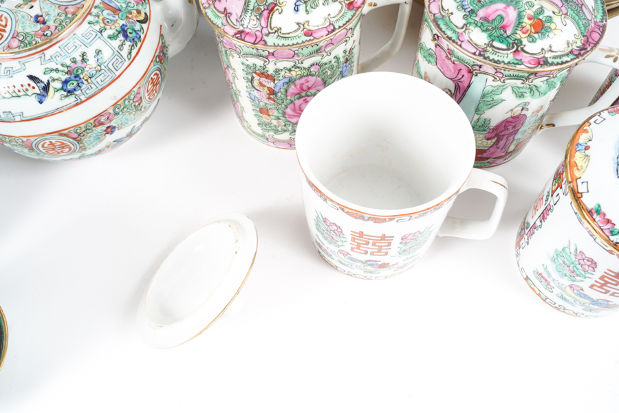 Hand-painted Chinese Rose Canton Porcelain