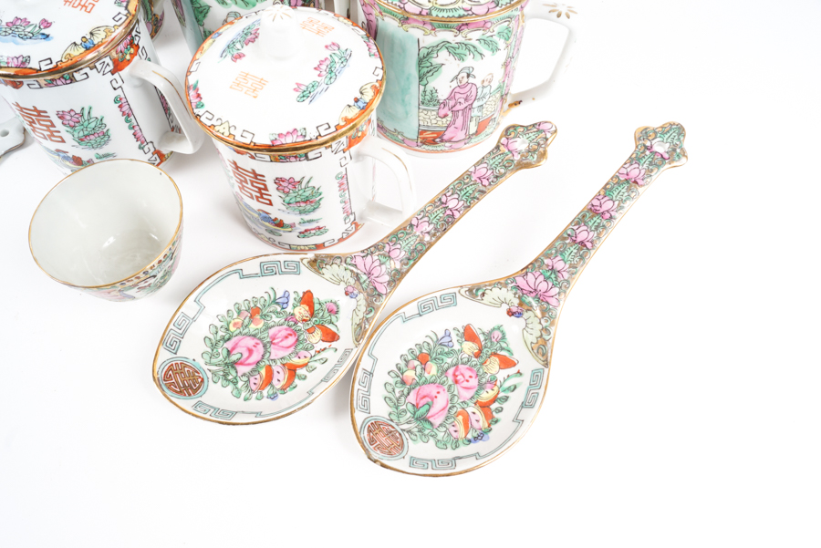 Hand-painted Chinese Rose Canton Porcelain