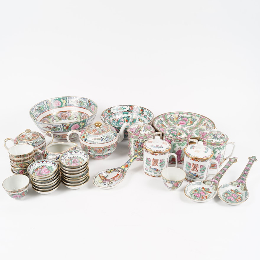 Hand-painted Chinese Rose Canton Porcelain