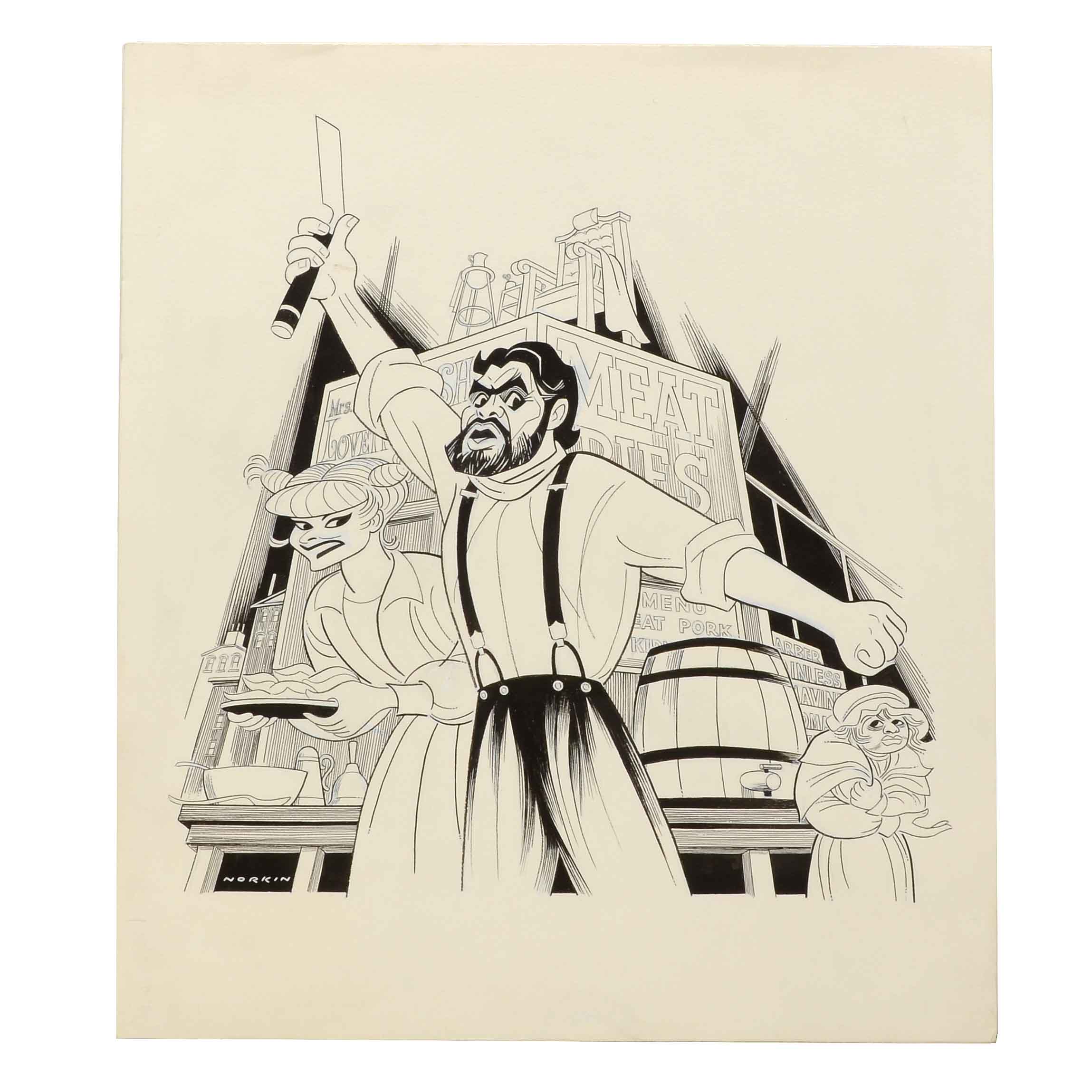 Sam Norkin Original Ink Illustration on Paper