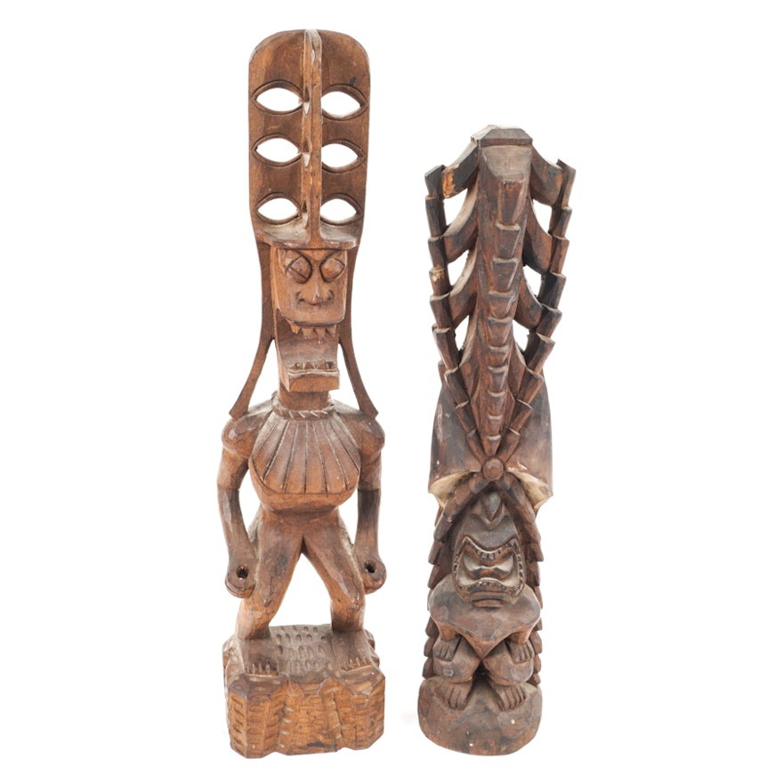 Two Polynesian Style Carved Wood Sculptures