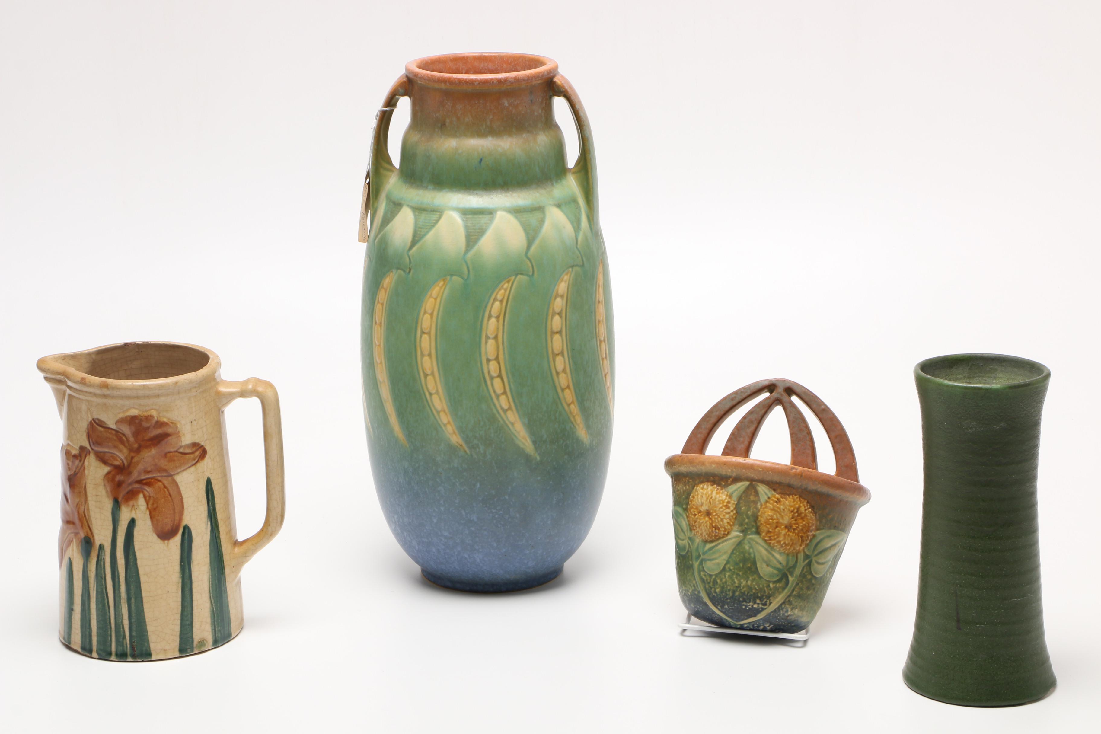 Art Pottery Including Roseville "Fallïne," "Sunflower" and Grueby Faence