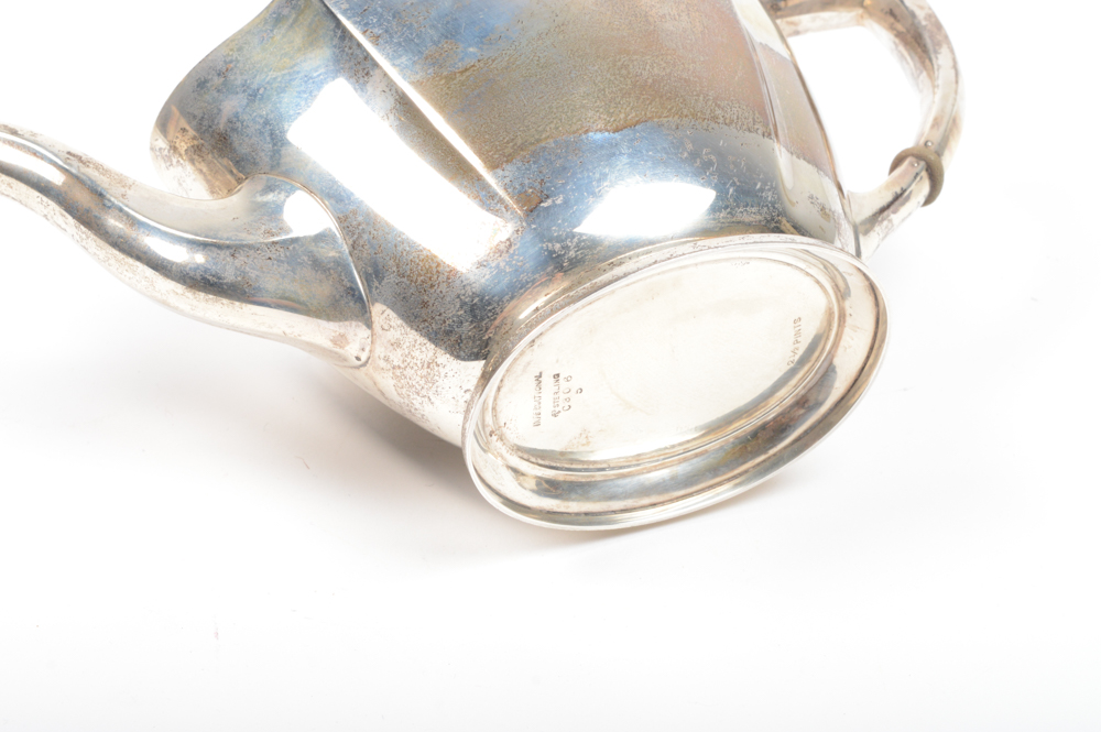 International Silver Co. Sterling Tea and Coffee Set and Silver Plate Tray