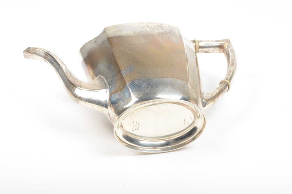 International Silver Co. Sterling Tea and Coffee Set and Silver Plate Tray