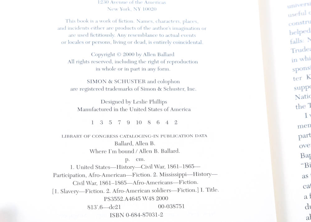 Signed "Where I'm Bound" by Allen B. Ballard