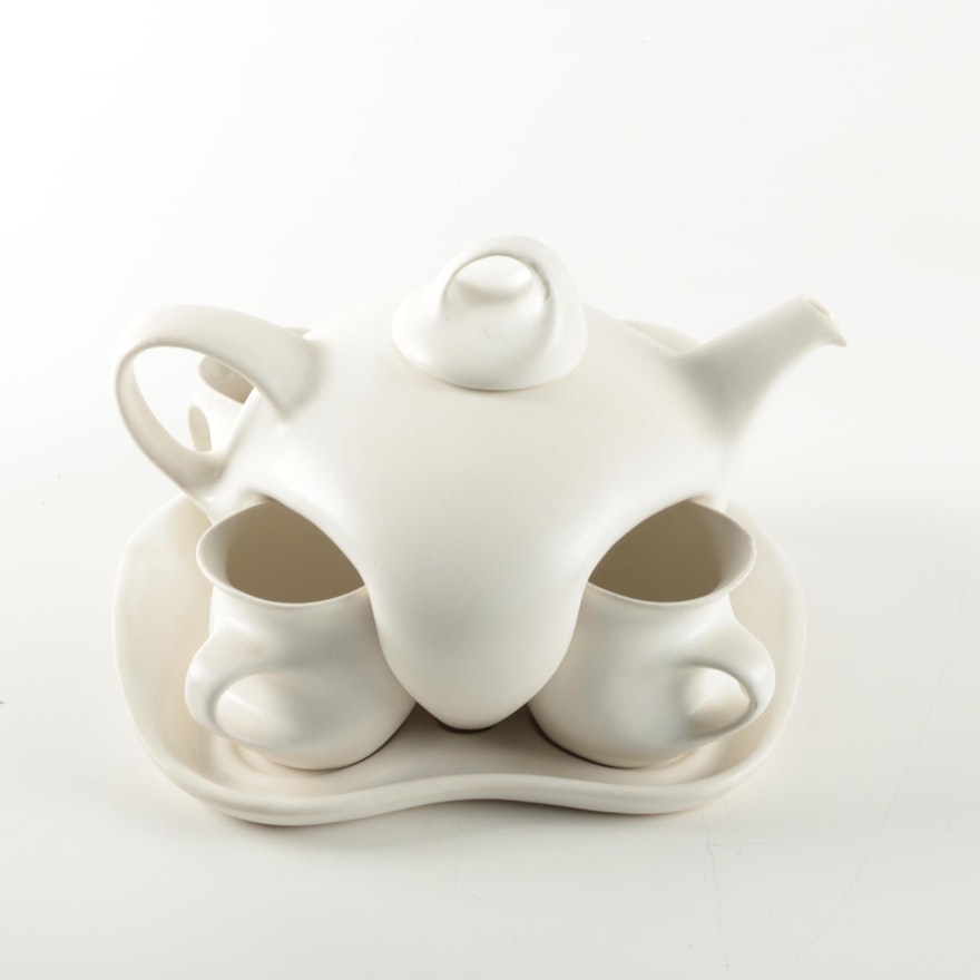 Peter Saenger "Design II" White Ceramic Tea Set