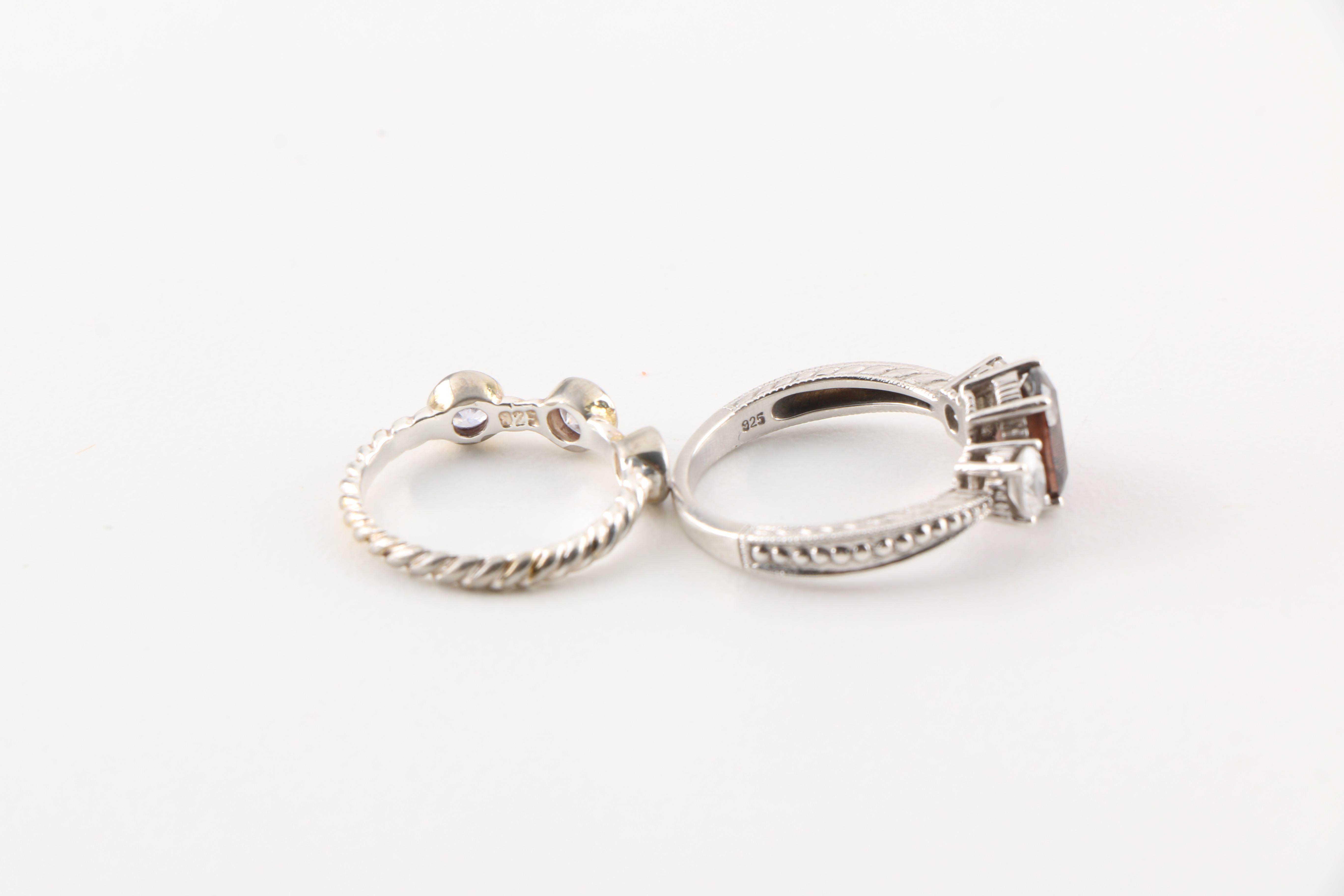 Assortment Of Sterling Silver Jewelry Including Diamonds
