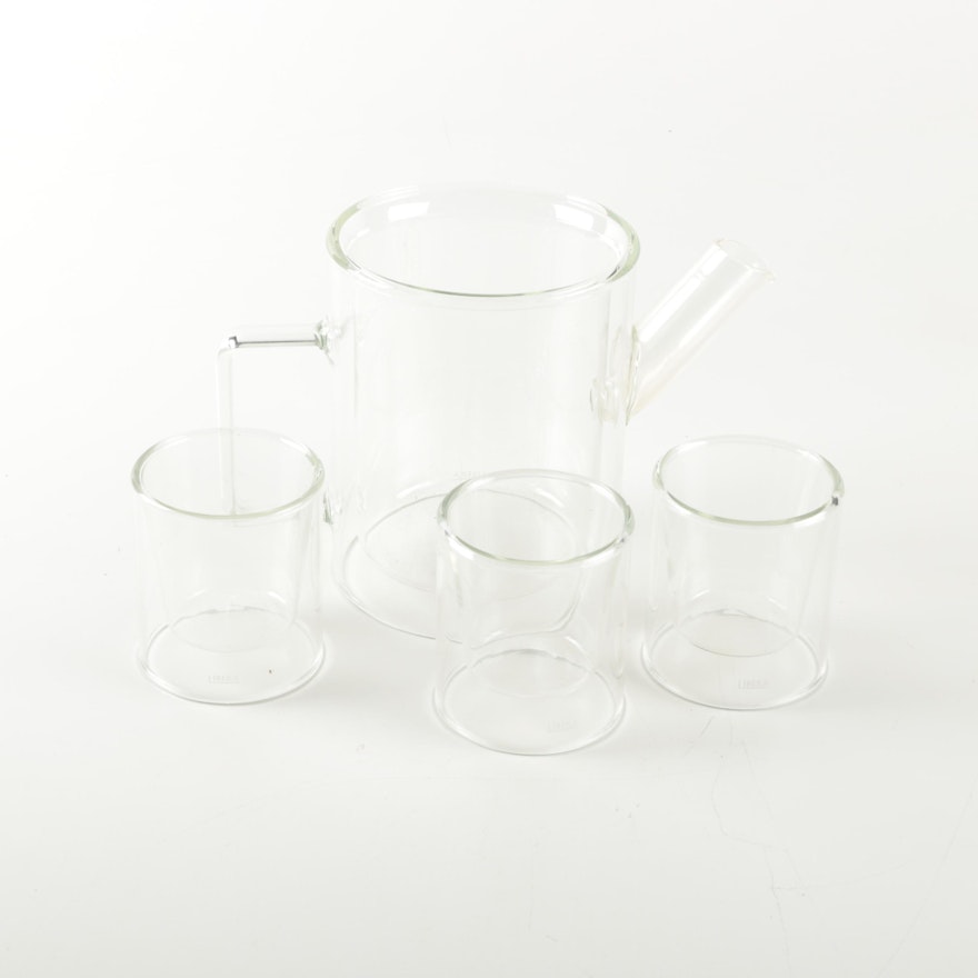 Glass Pitcher and Three Tumblers